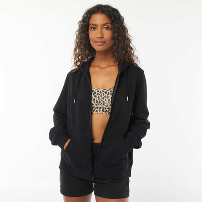 Basic zip-up hoodie BLACK