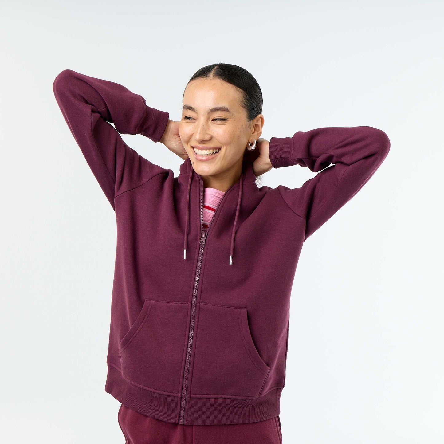 Basic zip-up hoodie PINK
