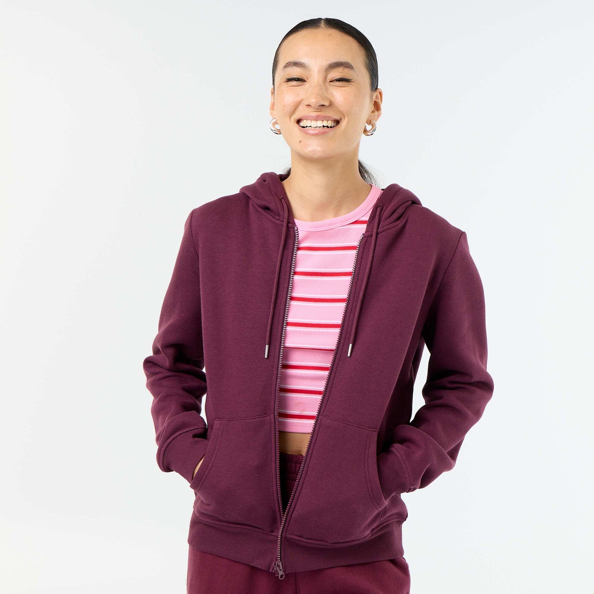 Basic zip-up hoodie PINK