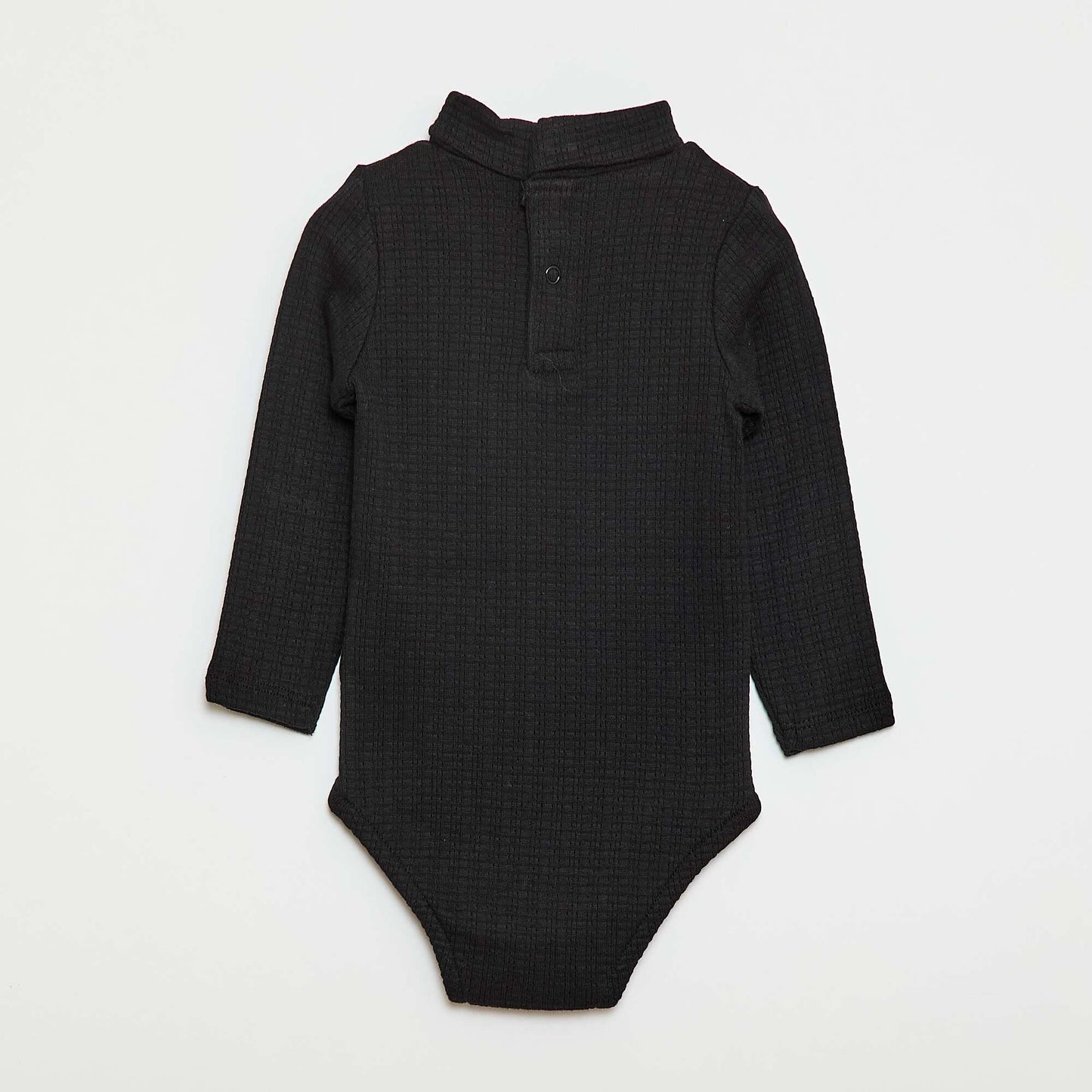 Pointelle Knit Bodysuit with High Neck BLACK