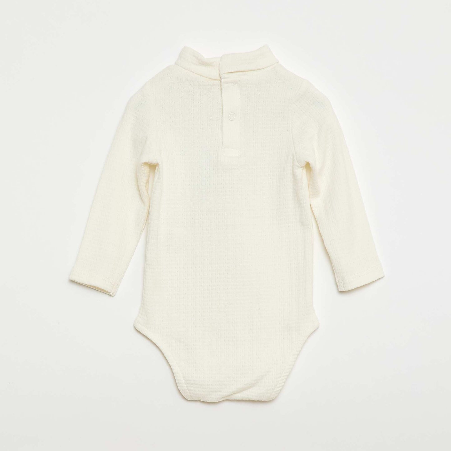Pointelle Knit Bodysuit with High Neck WHITE