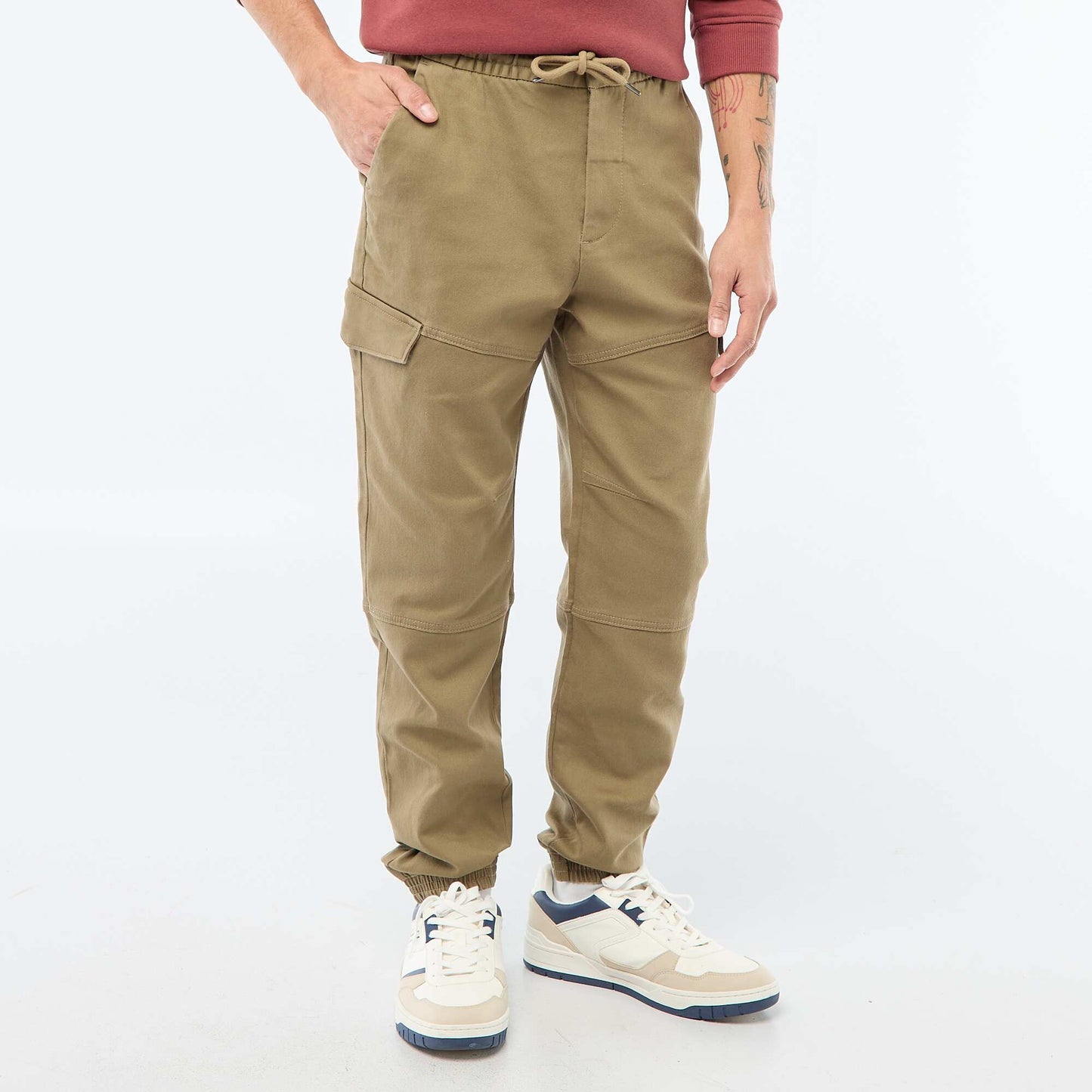 Solid Cotton Cargo Joggers GREEN