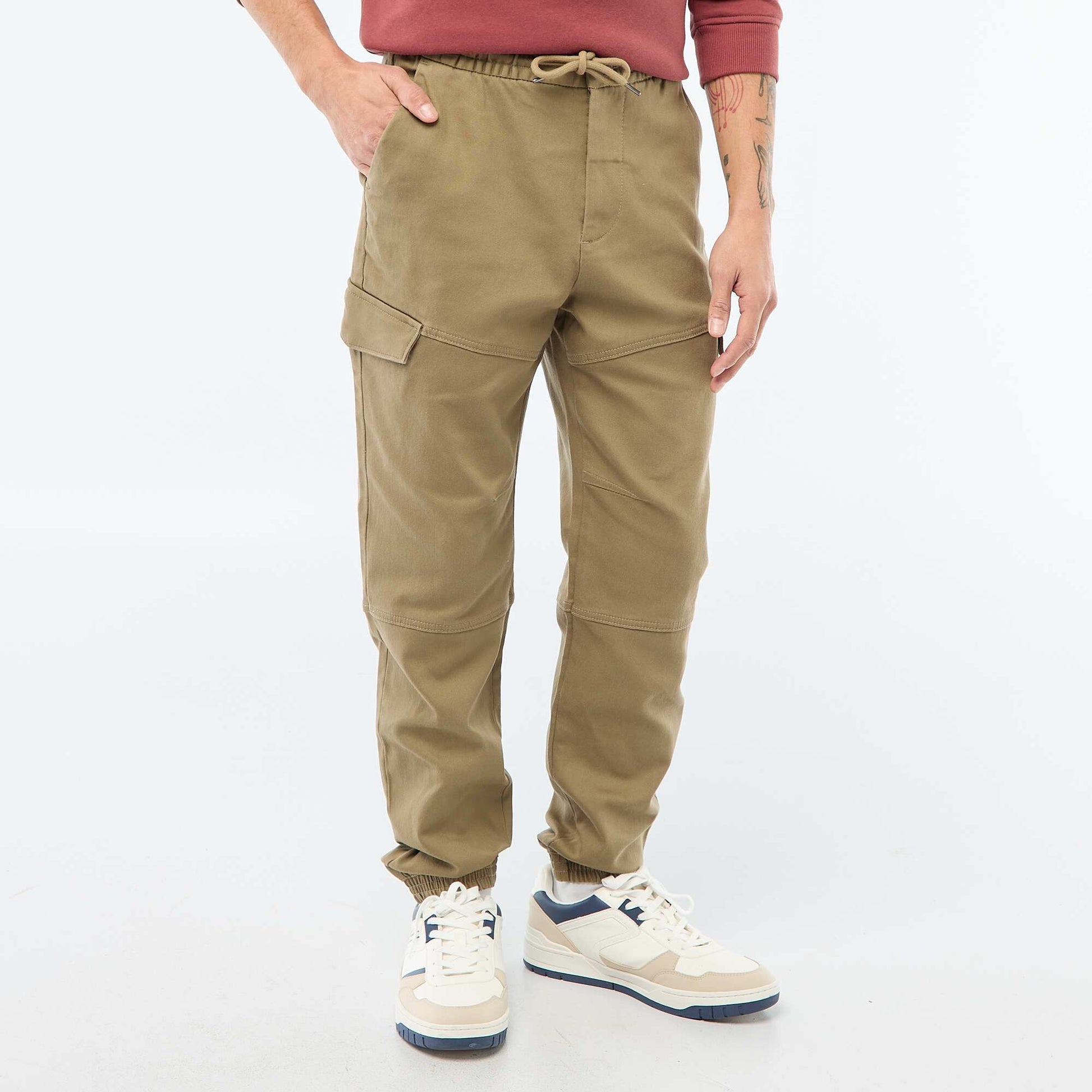 Solid Cotton Cargo Joggers GREEN