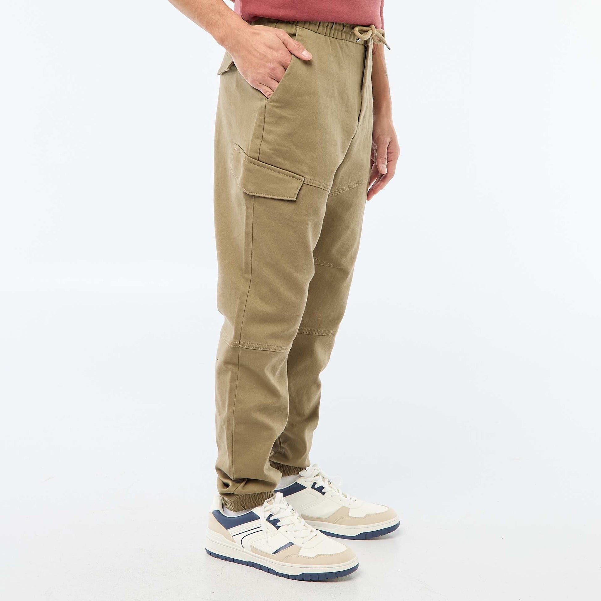 Solid Cotton Cargo Joggers GREEN