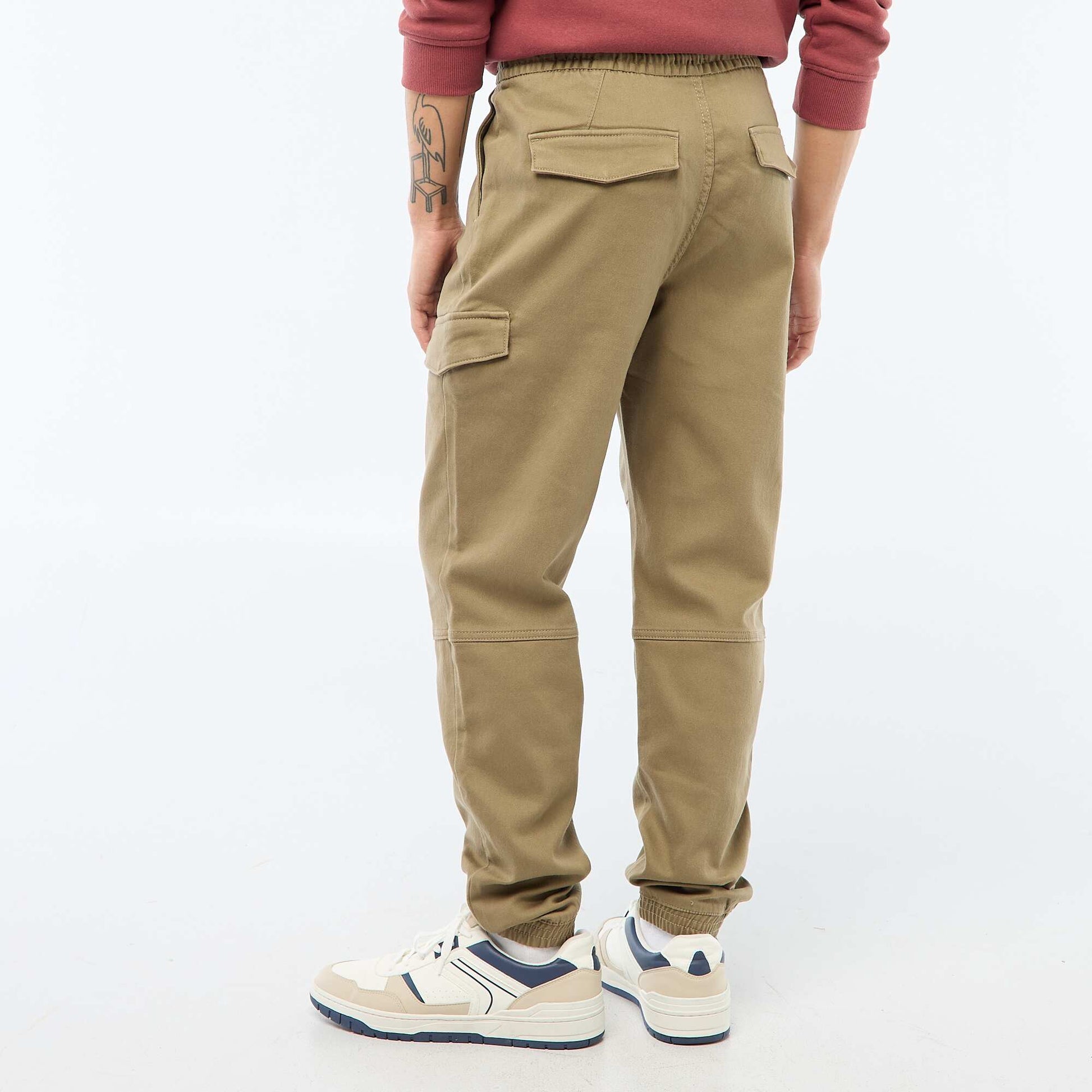 Solid Cotton Cargo Joggers GREEN