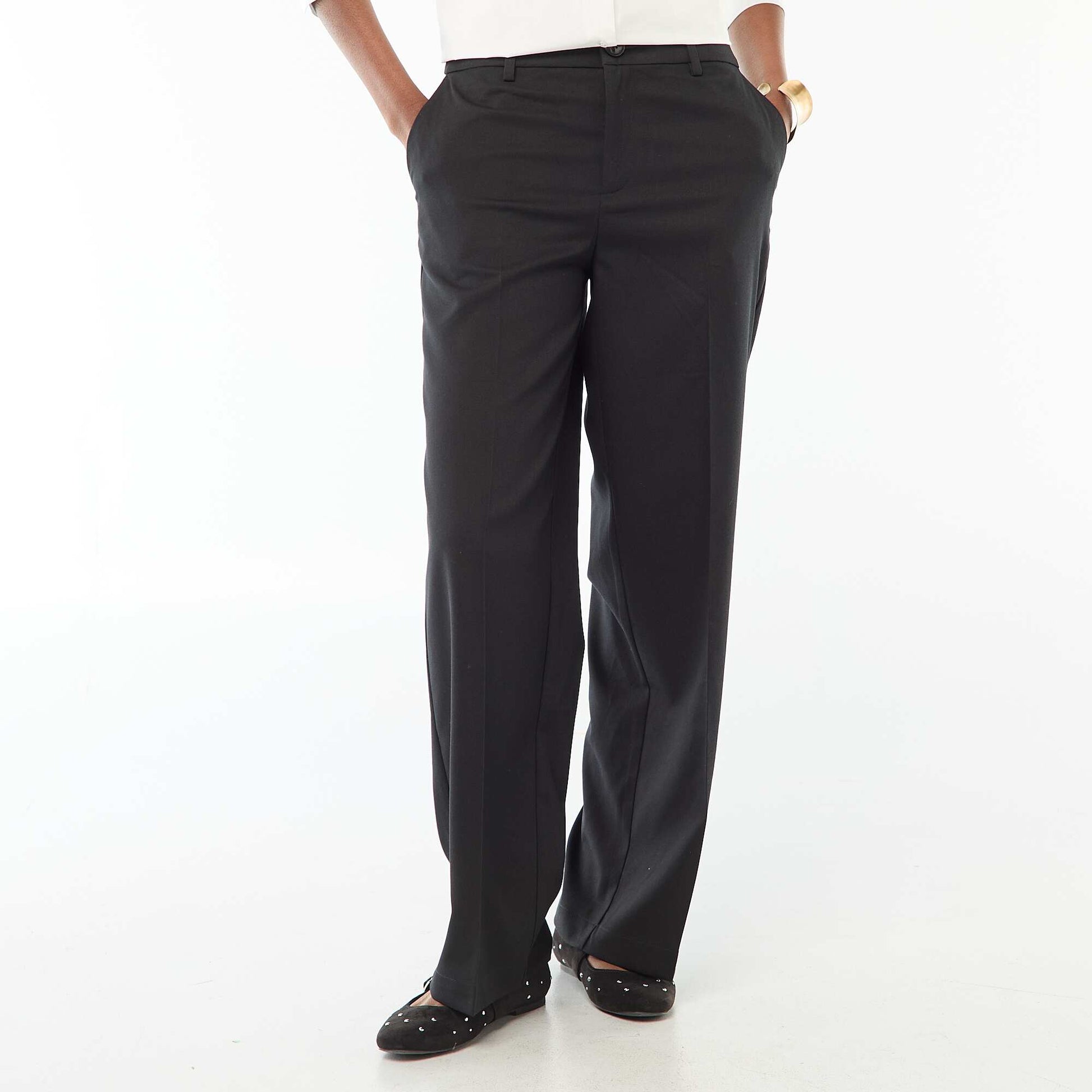 Wide Leg Fluid Trousers BLACK