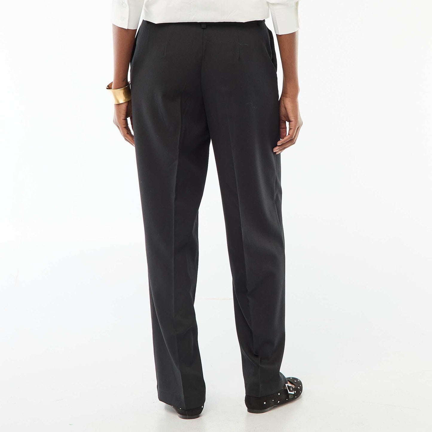Wide Leg Fluid Trousers BLACK