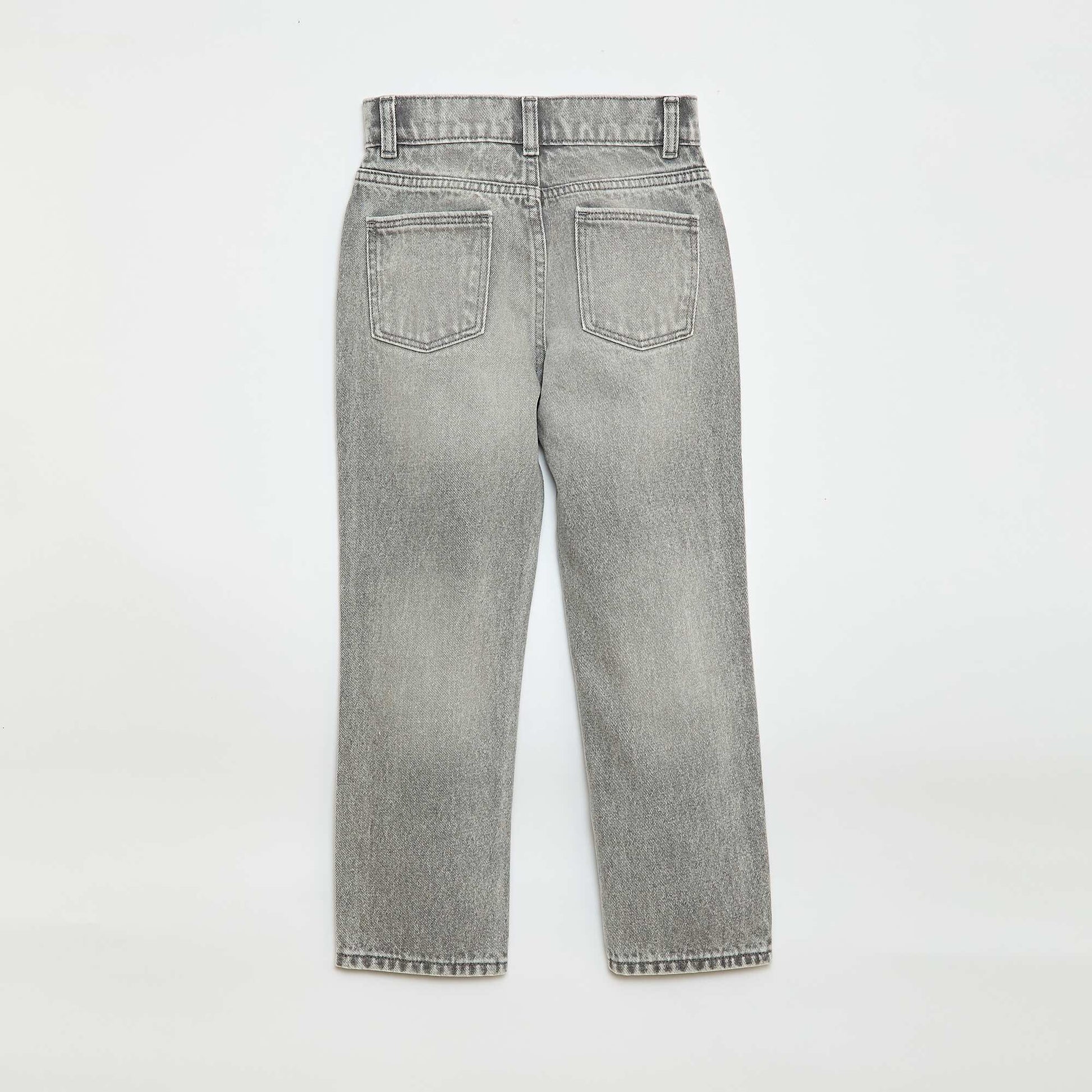 High-Waisted Denim Trousers GREY