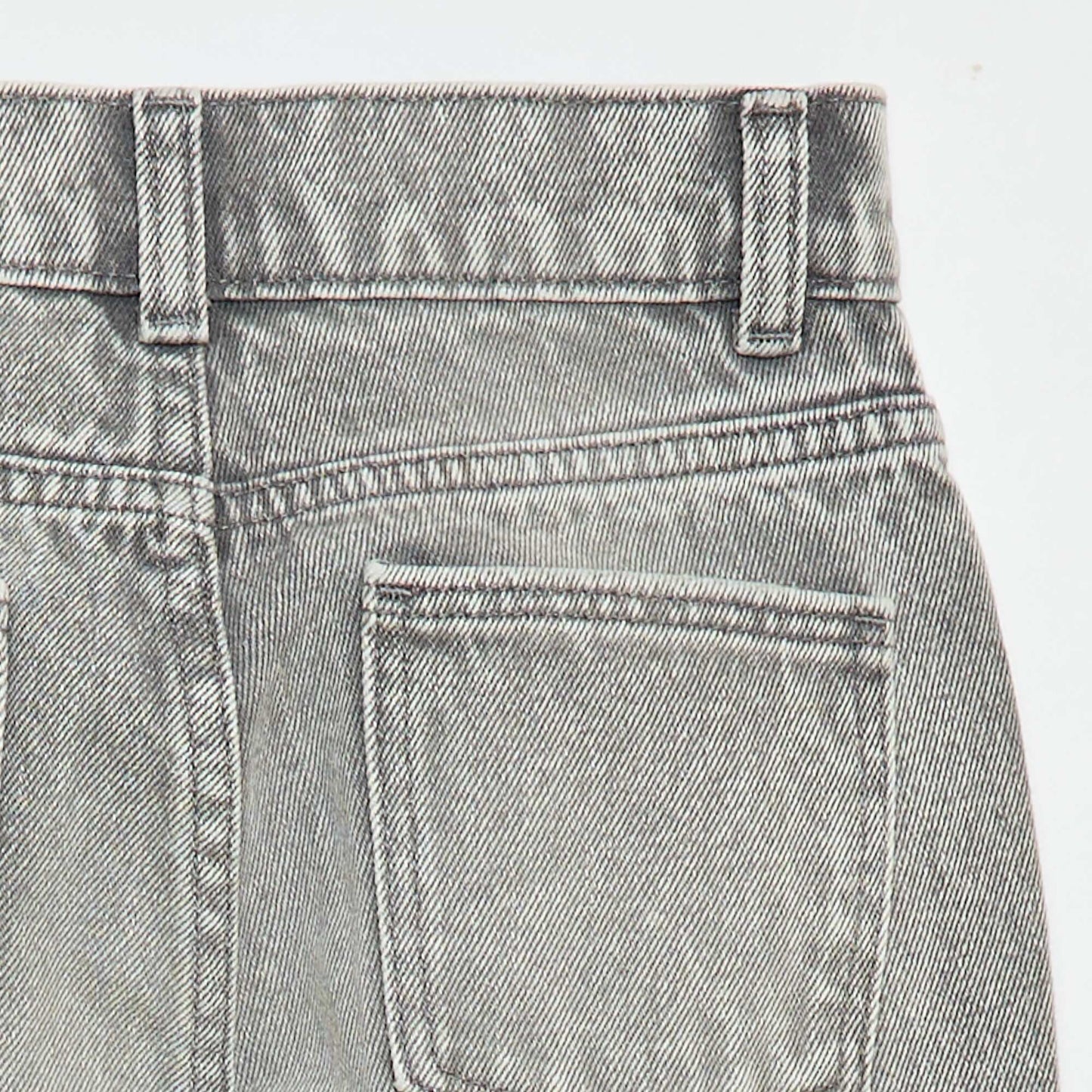 High-Waisted Denim Trousers GREY