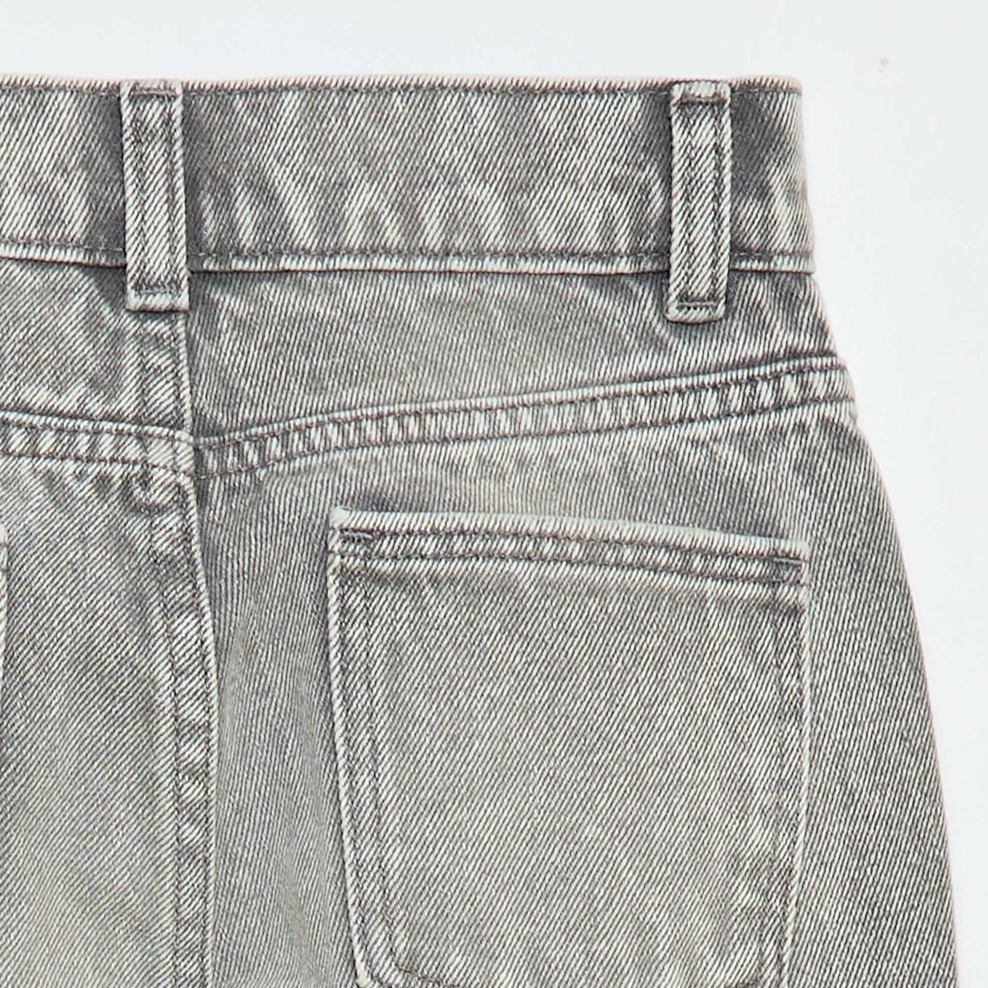High-Waisted Denim Trousers GREY