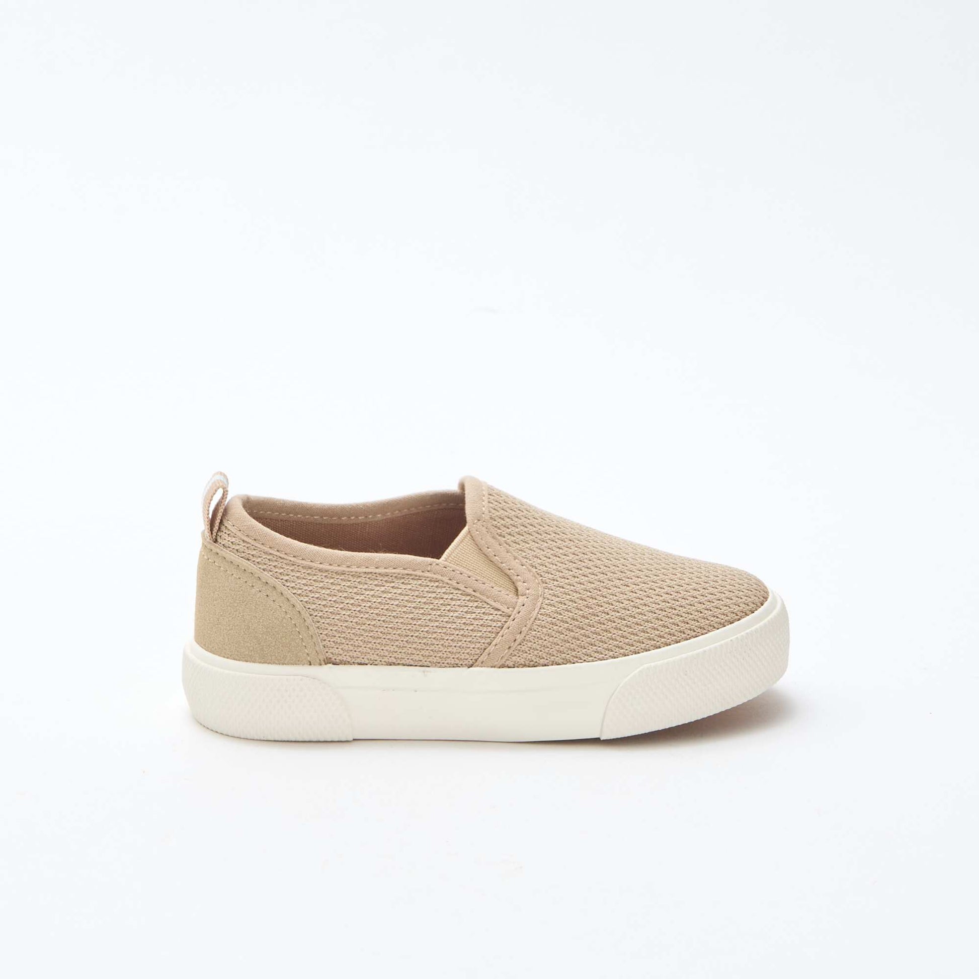 Solid Mesh Slip-On Sneakers BEIGE