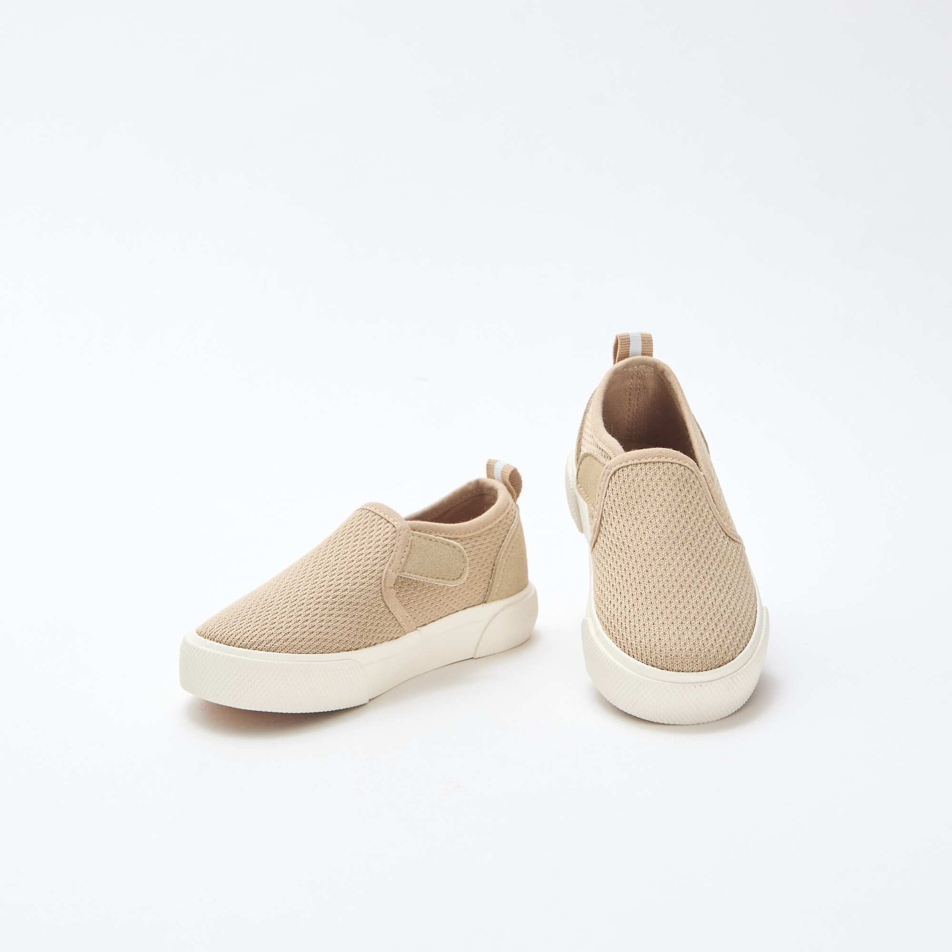 Solid Mesh Slip-On Sneakers BEIGE