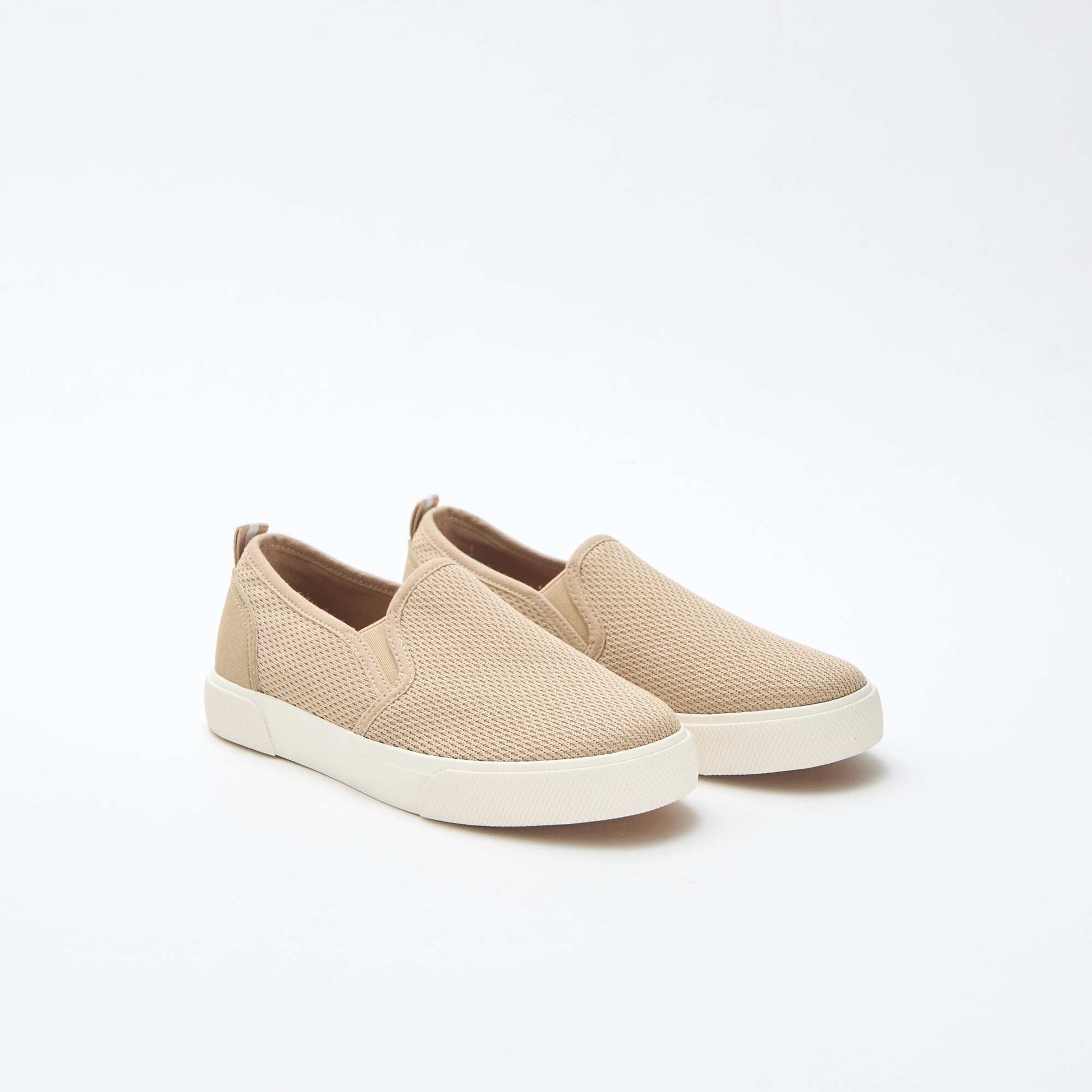 Plain Mesh Slip-On Low-Top Sneakers BEIGE
