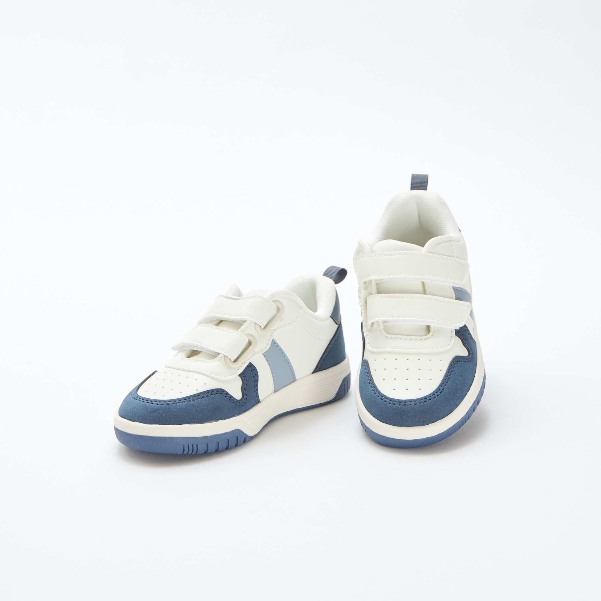 Quad-Color Faux Leather Velcro Sneakers BLUE