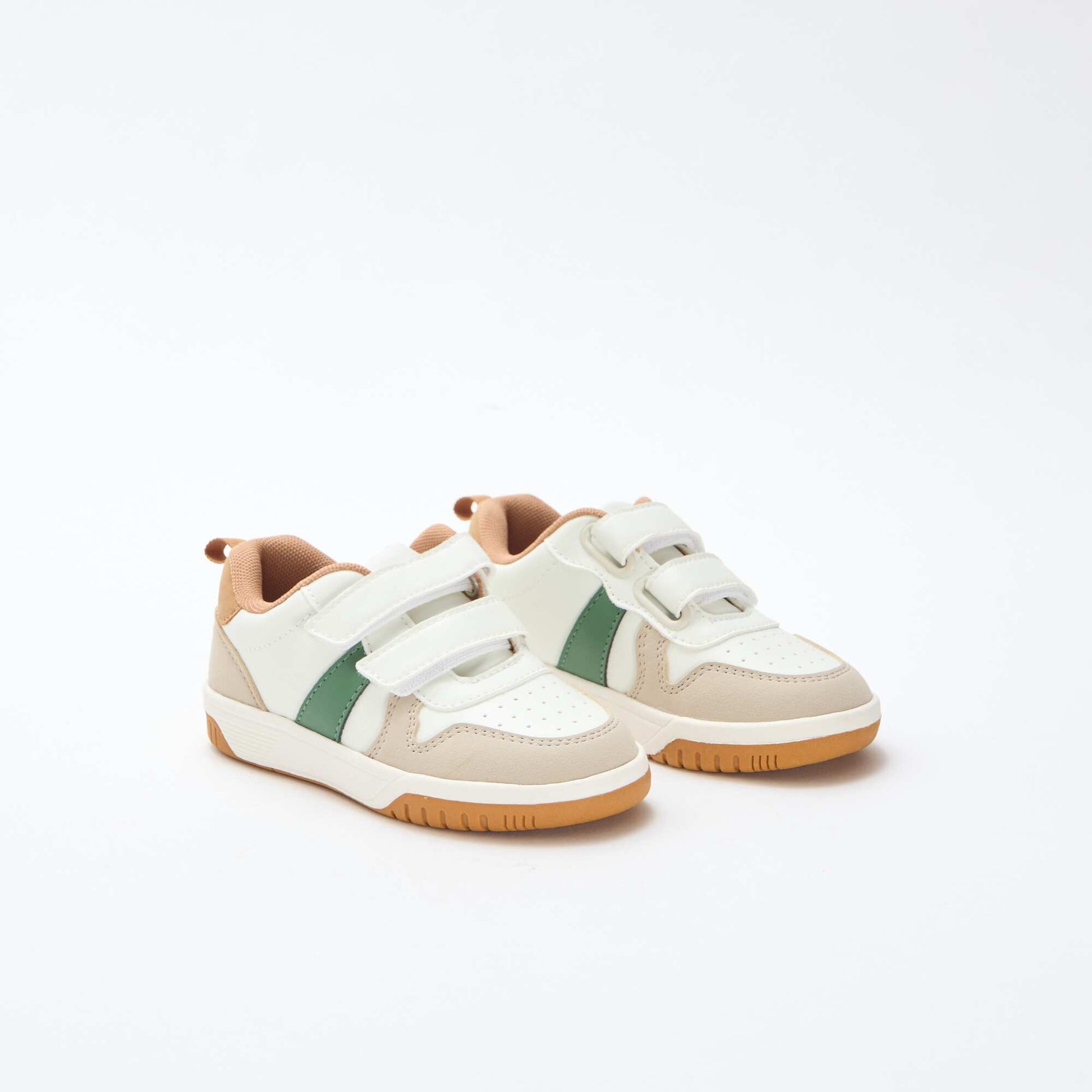 Quad-Color Faux Leather Velcro Sneakers WHITE