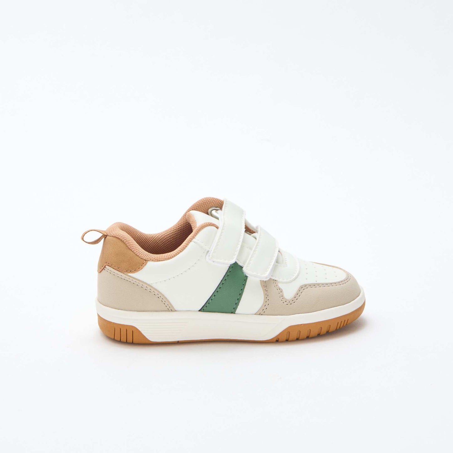 Quad-Color Faux Leather Velcro Sneakers WHITE