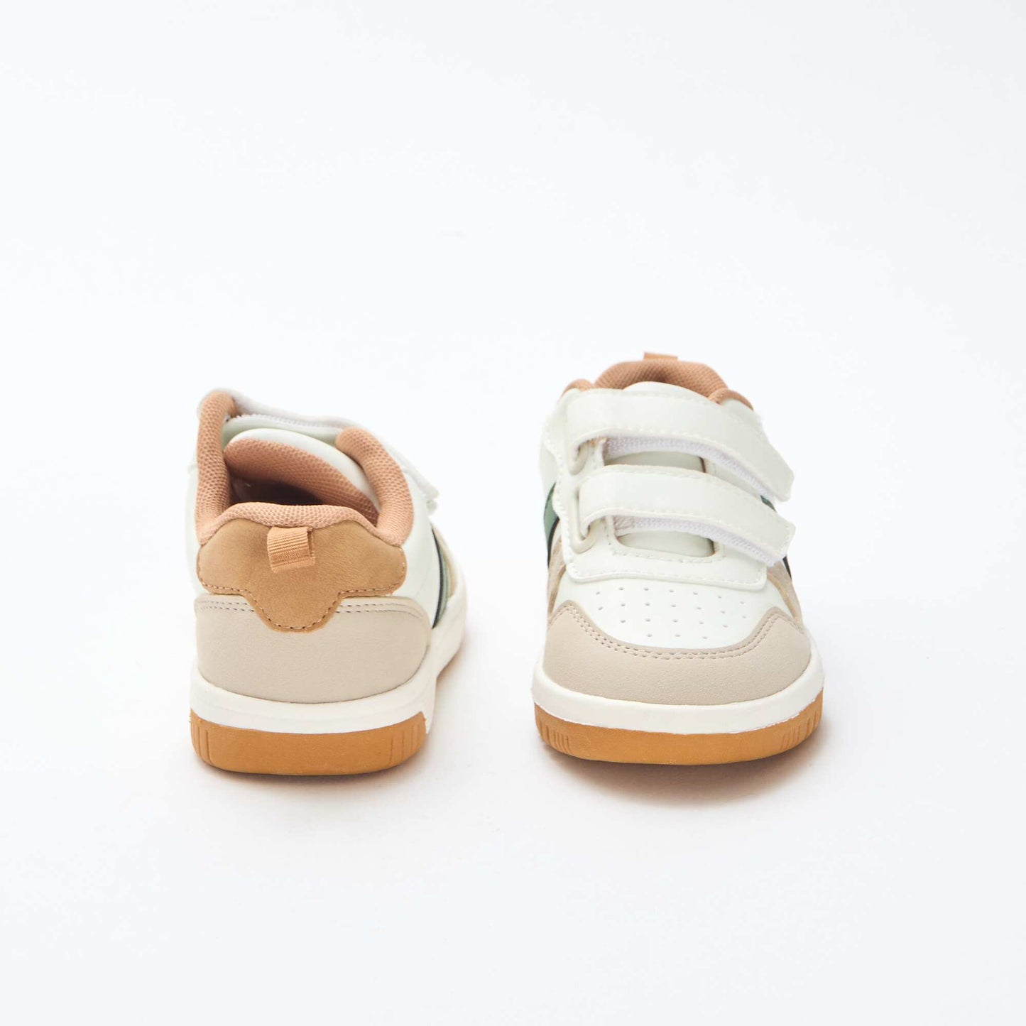 Quad-Color Faux Leather Velcro Sneakers WHITE