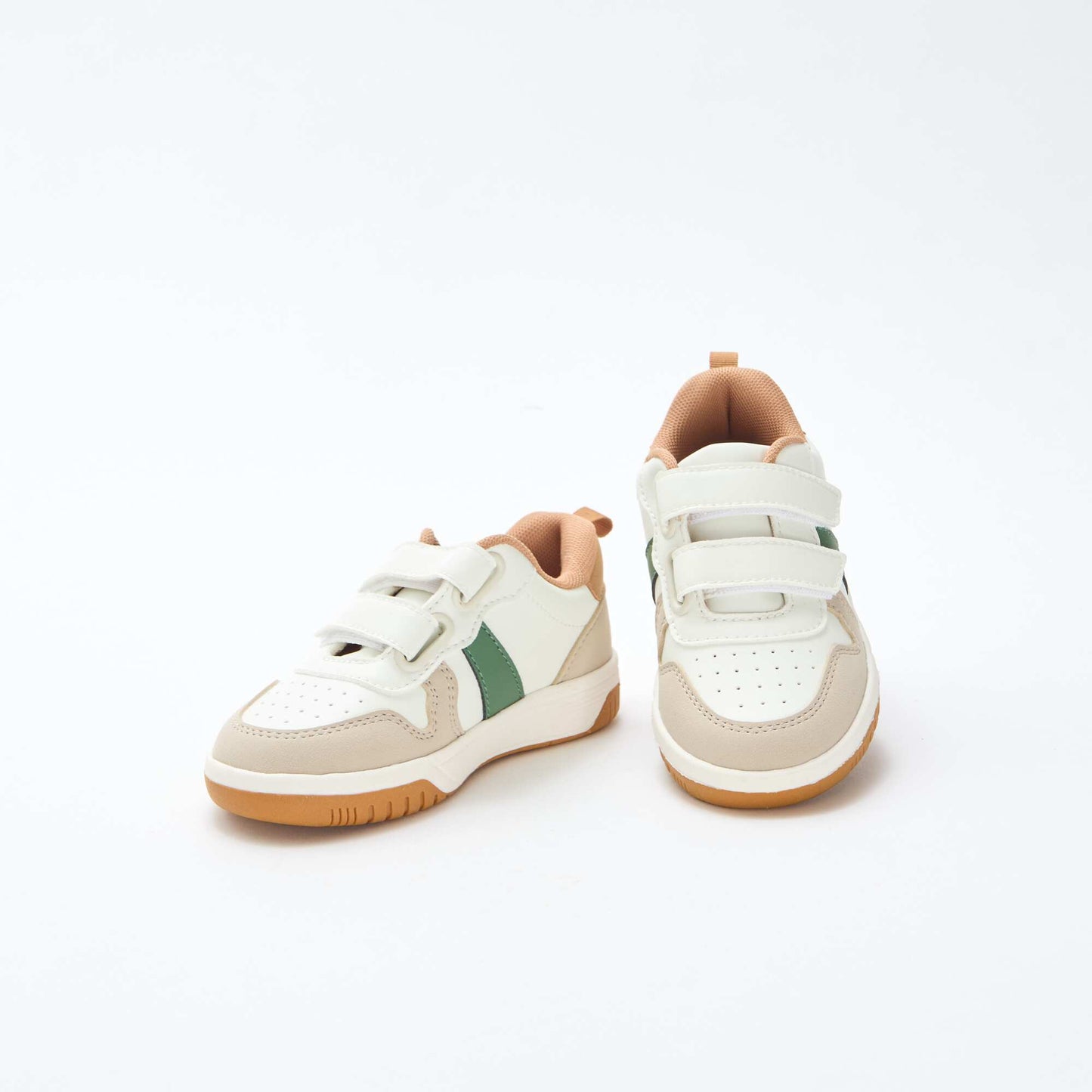 Quad-Color Faux Leather Velcro Sneakers WHITE