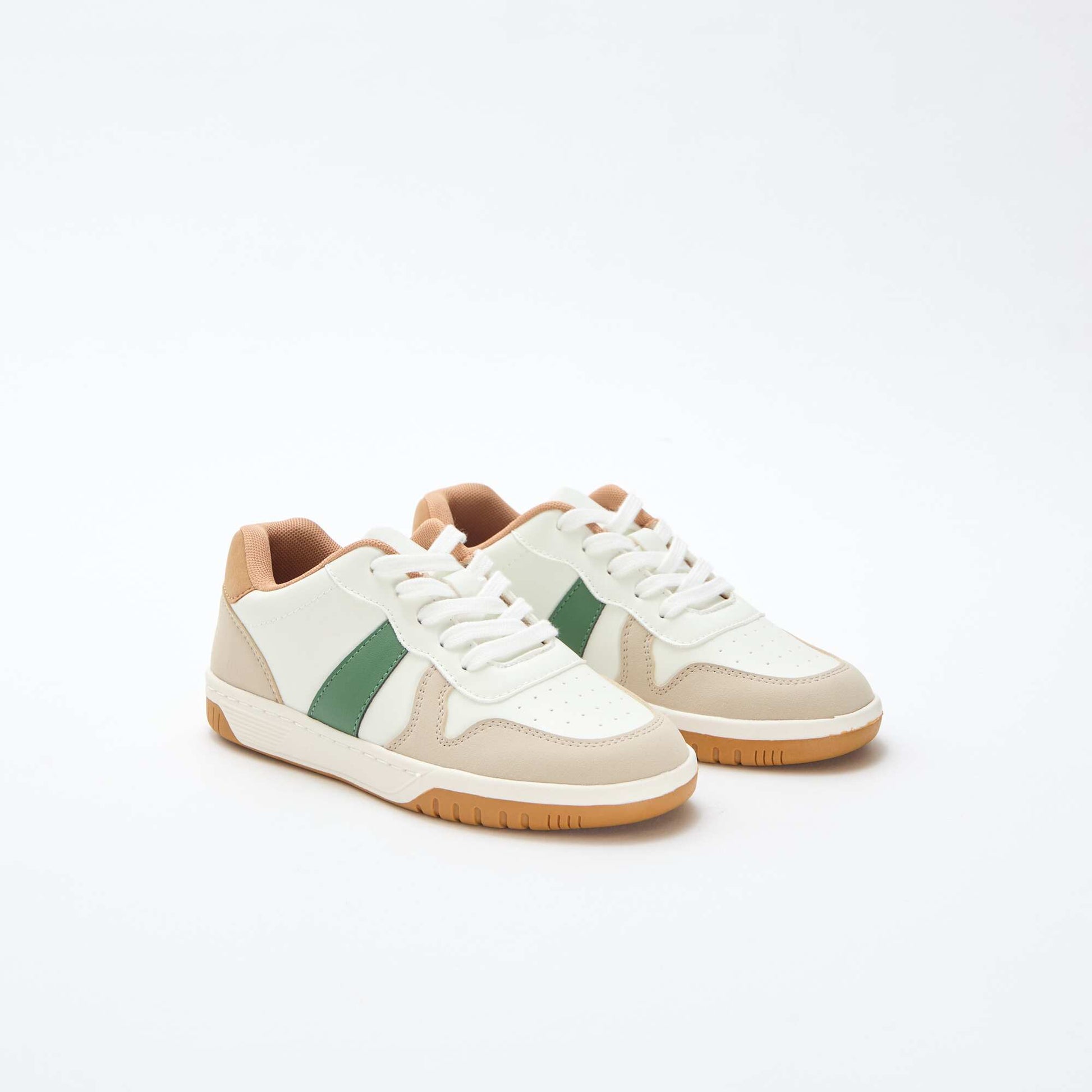 Tricolour Reinforced Low-Top Trainers WHITE