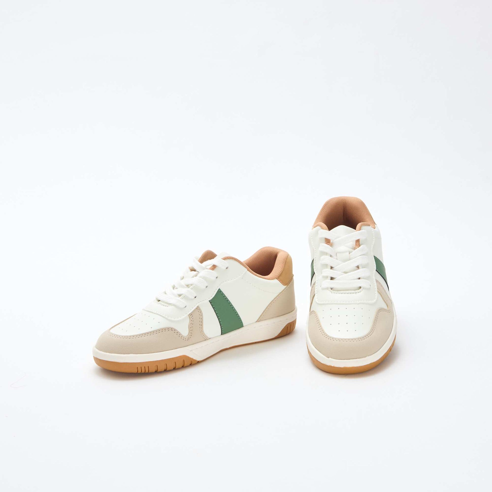 Tricolour Reinforced Low-Top Trainers WHITE