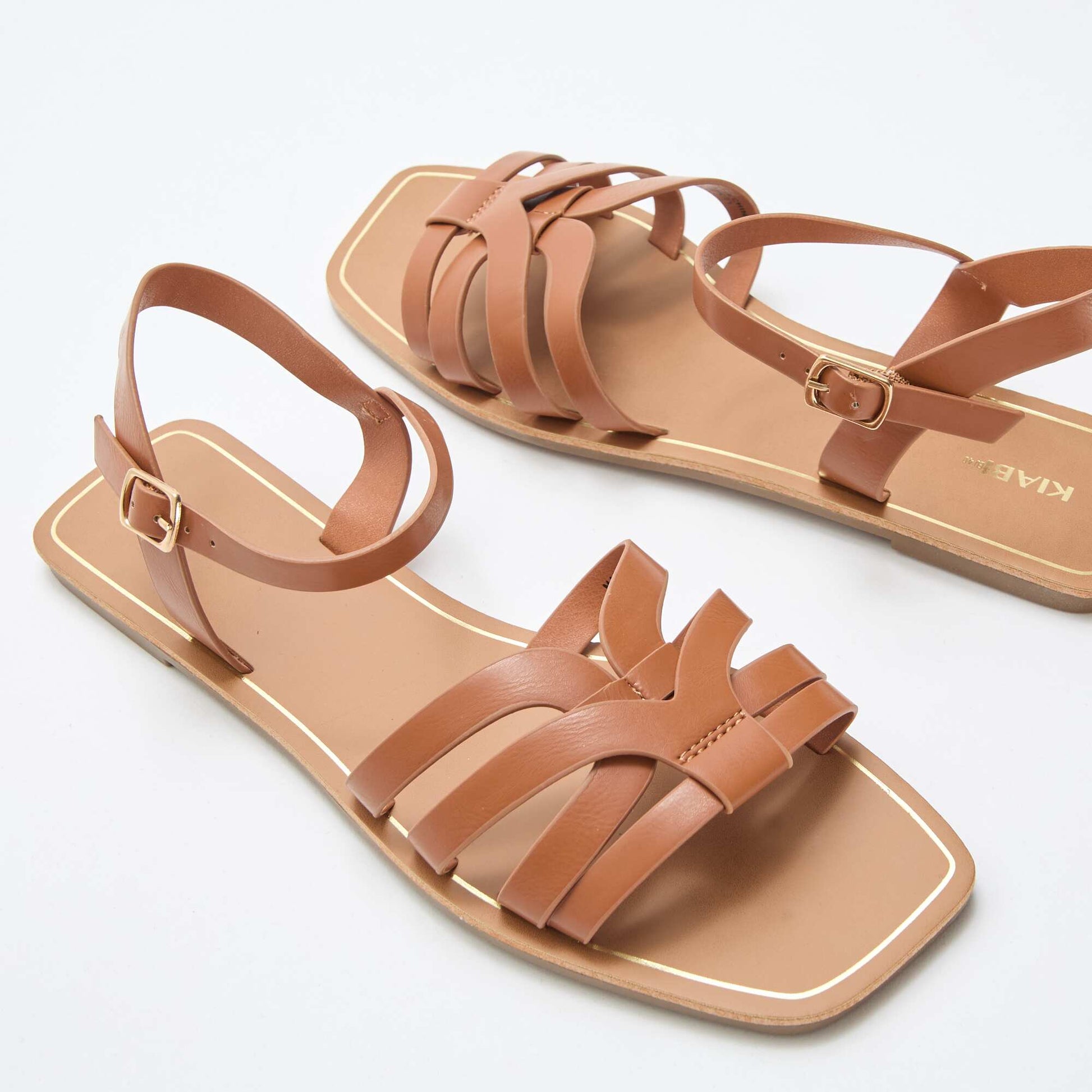 Cross-Strap Sandals BROWN
