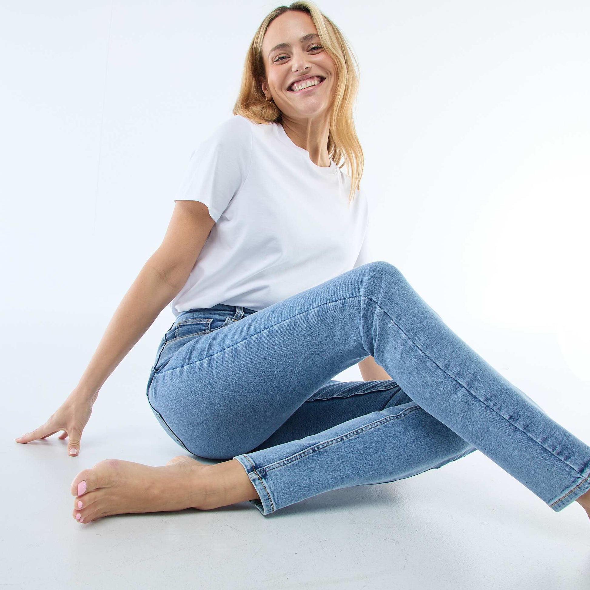Super Skinny Stretch Denim Jeans in Cotton BLUE