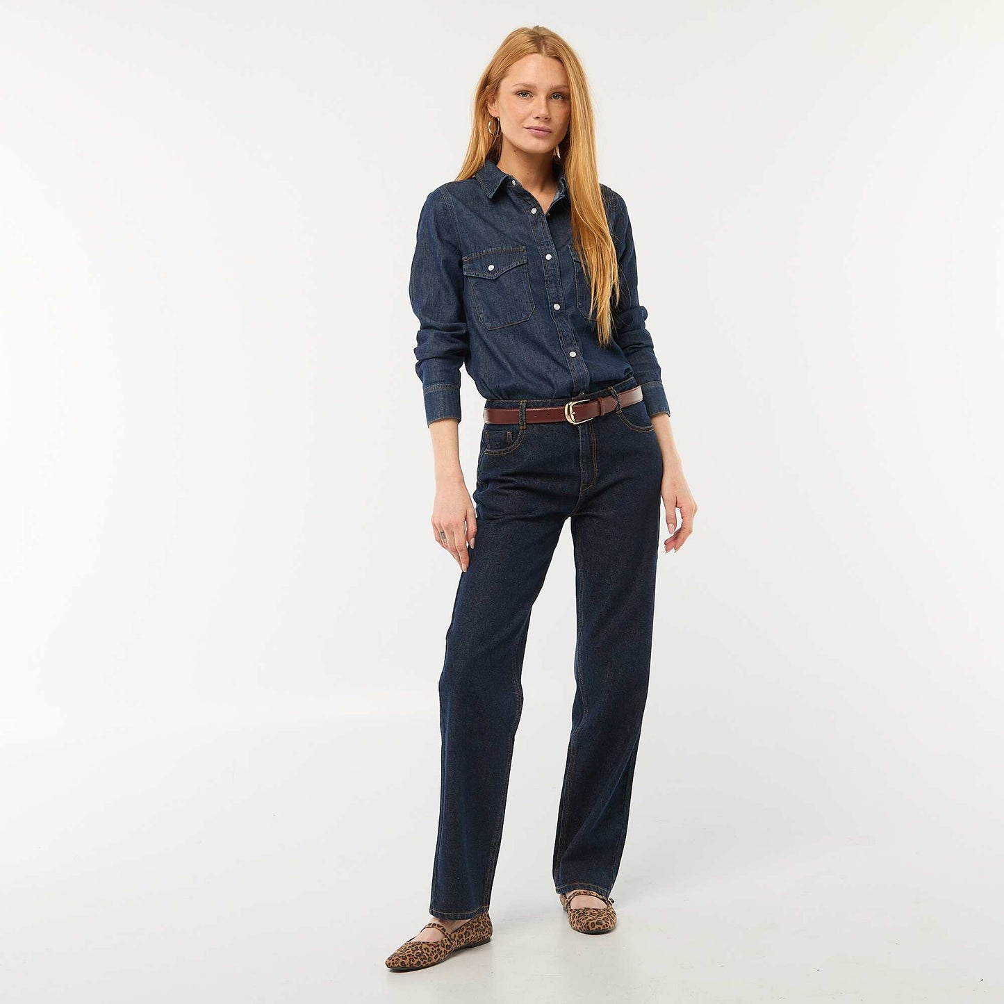 Straight Leg Cotton Denim Jeans BLUE