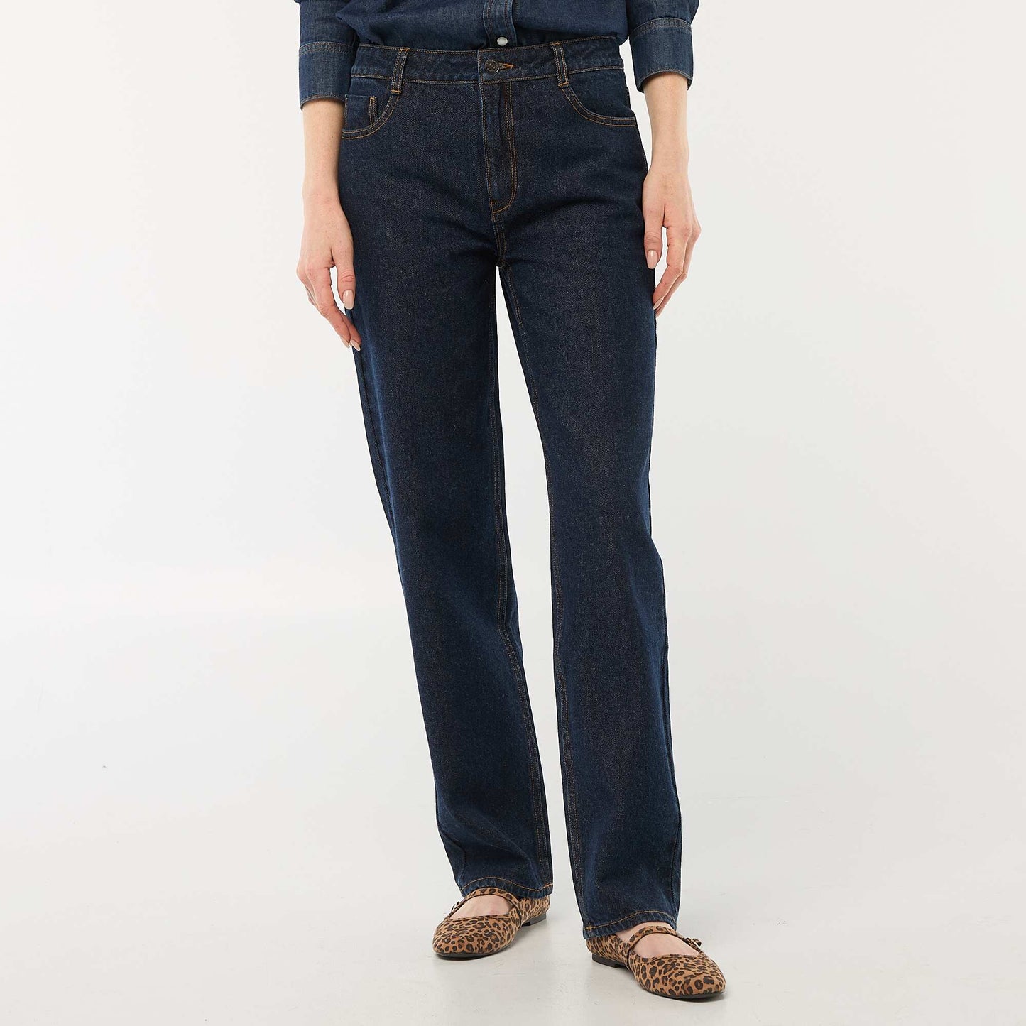 Straight Leg Cotton Denim Jeans BLUE