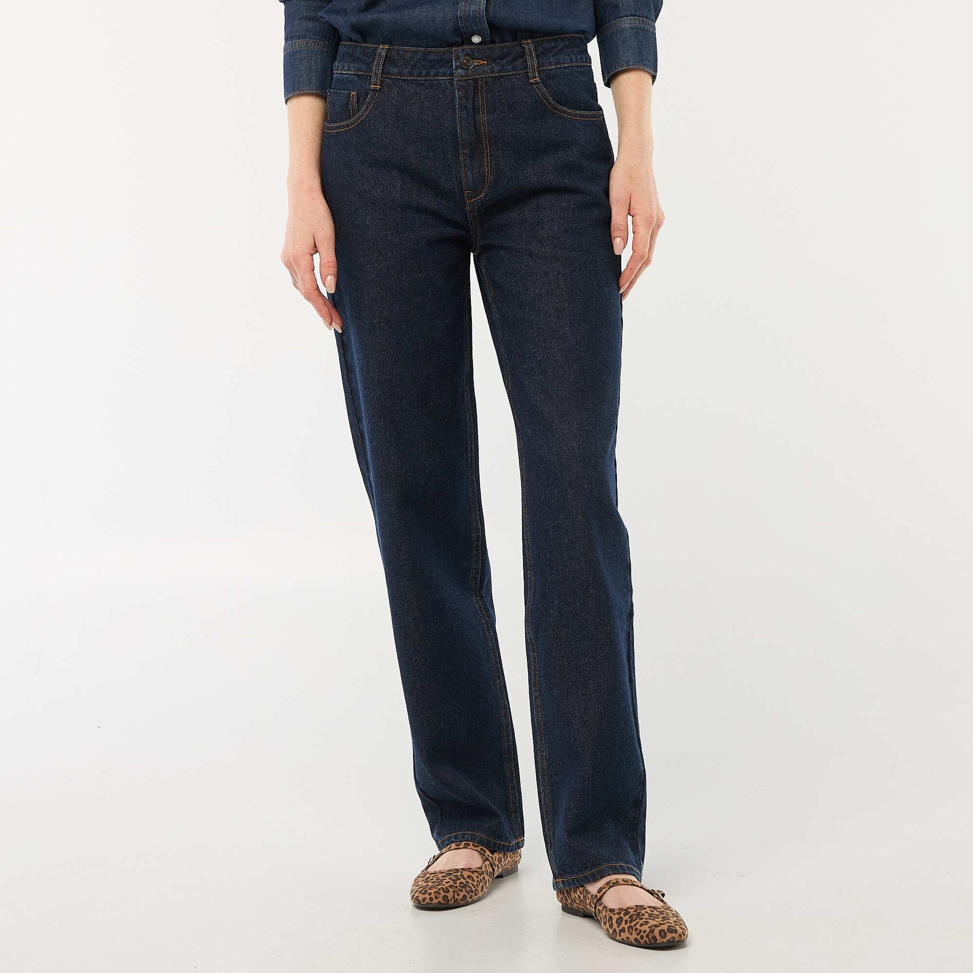 Straight Leg Cotton Denim Jeans BLUE