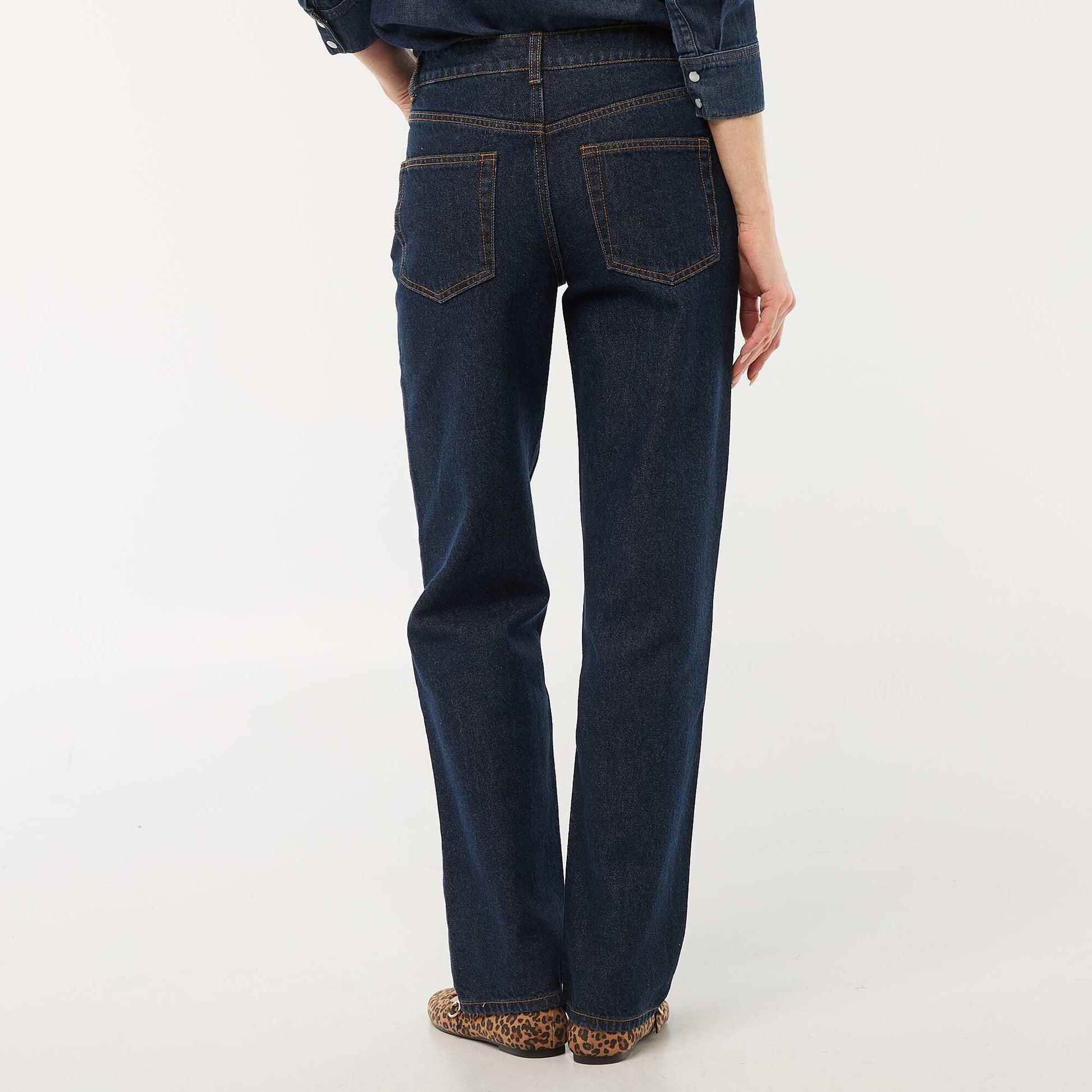 Straight Leg Cotton Denim Jeans BLUE