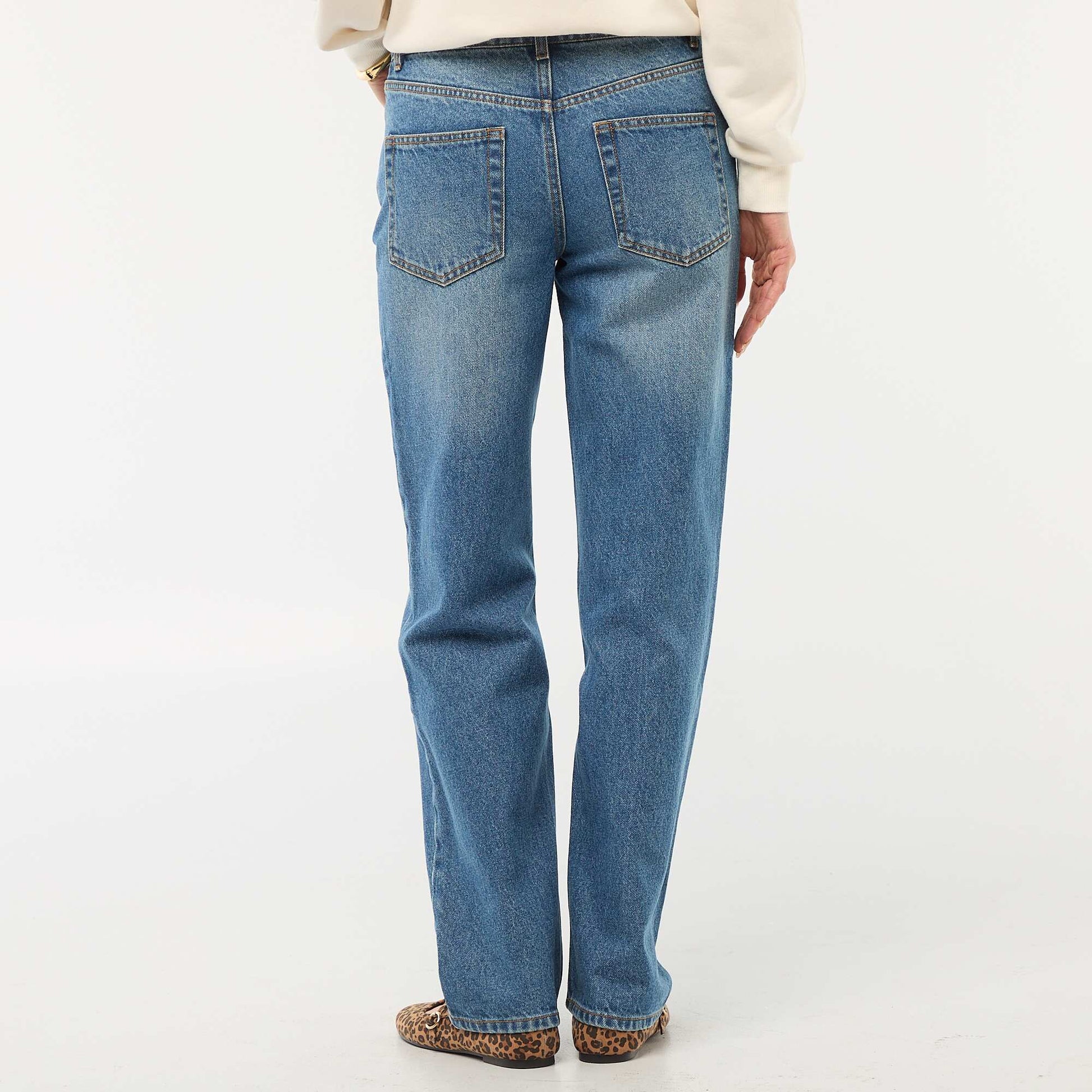 Straight-Leg Cotton Denim Jeans BLUE