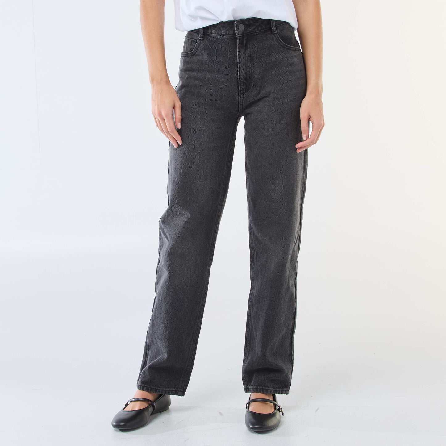 Straight-Leg Cotton Denim Jeans BLACK