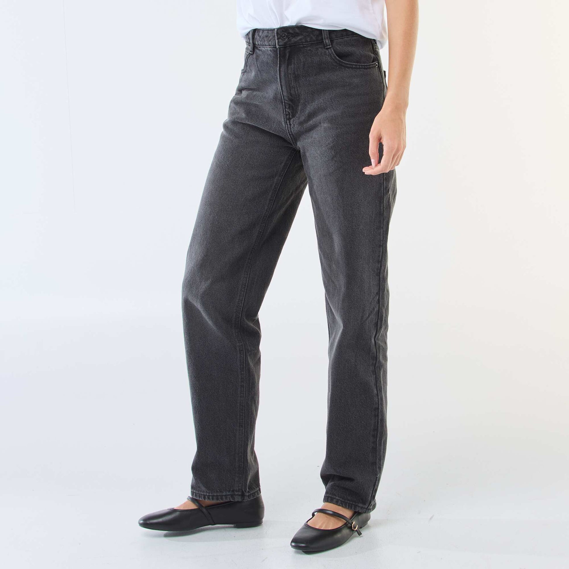 Straight-Leg Cotton Denim Jeans BLACK