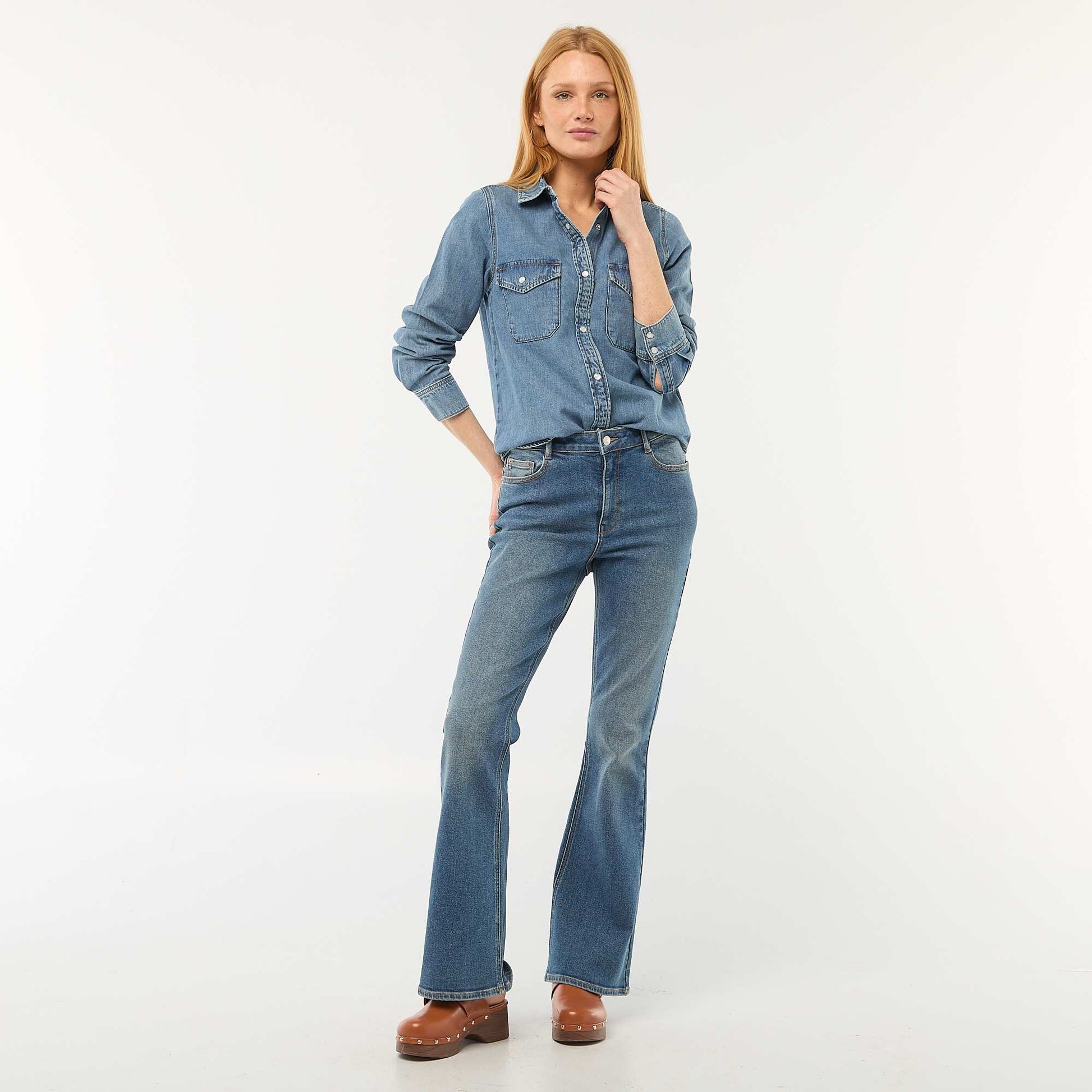 High-Waisted Flare/Bootcut Jeans BLUE