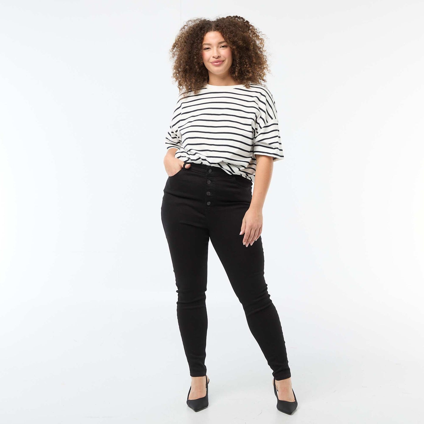 High-waisted skinny trousers - L30 BLACK