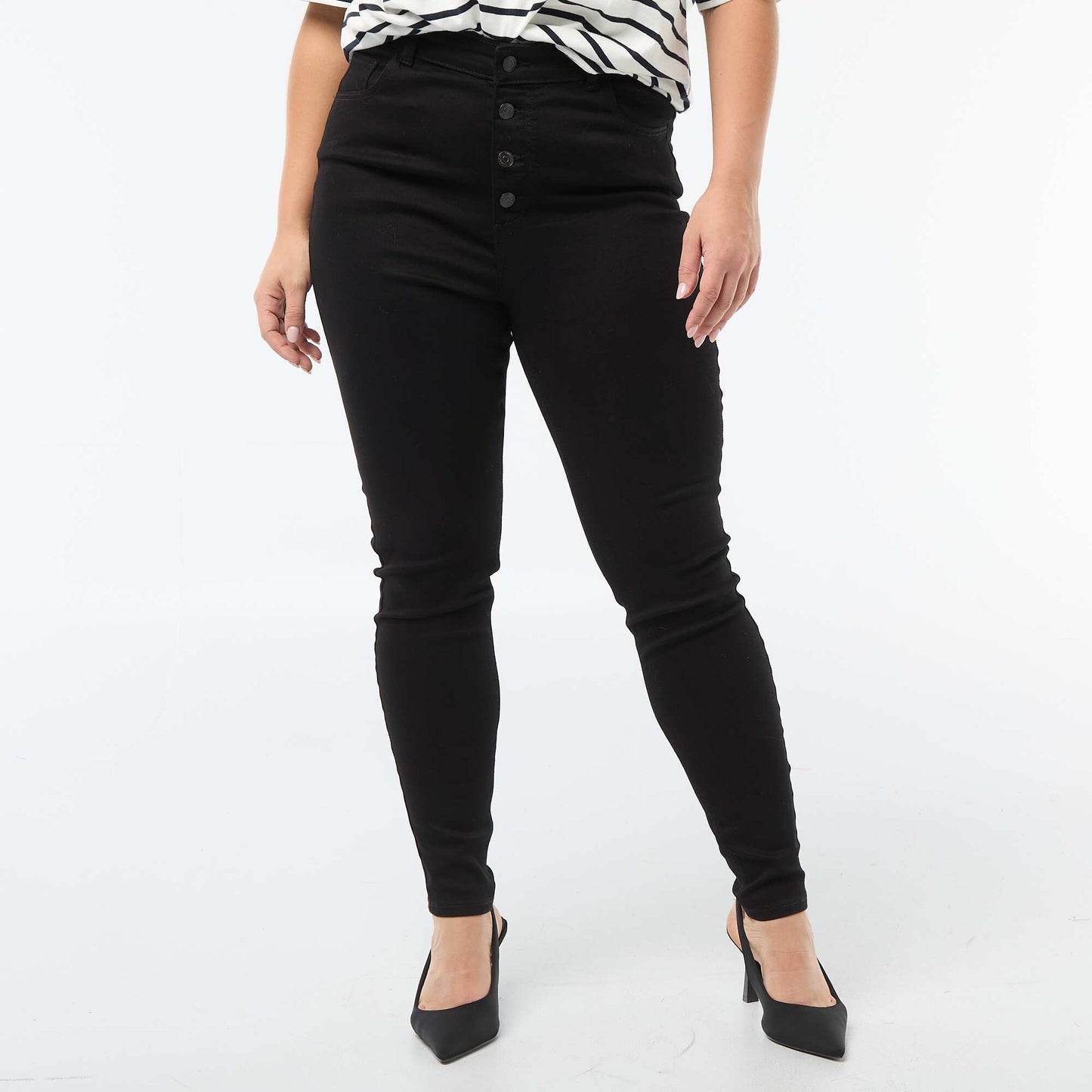 High-waisted skinny trousers - L30 BLACK