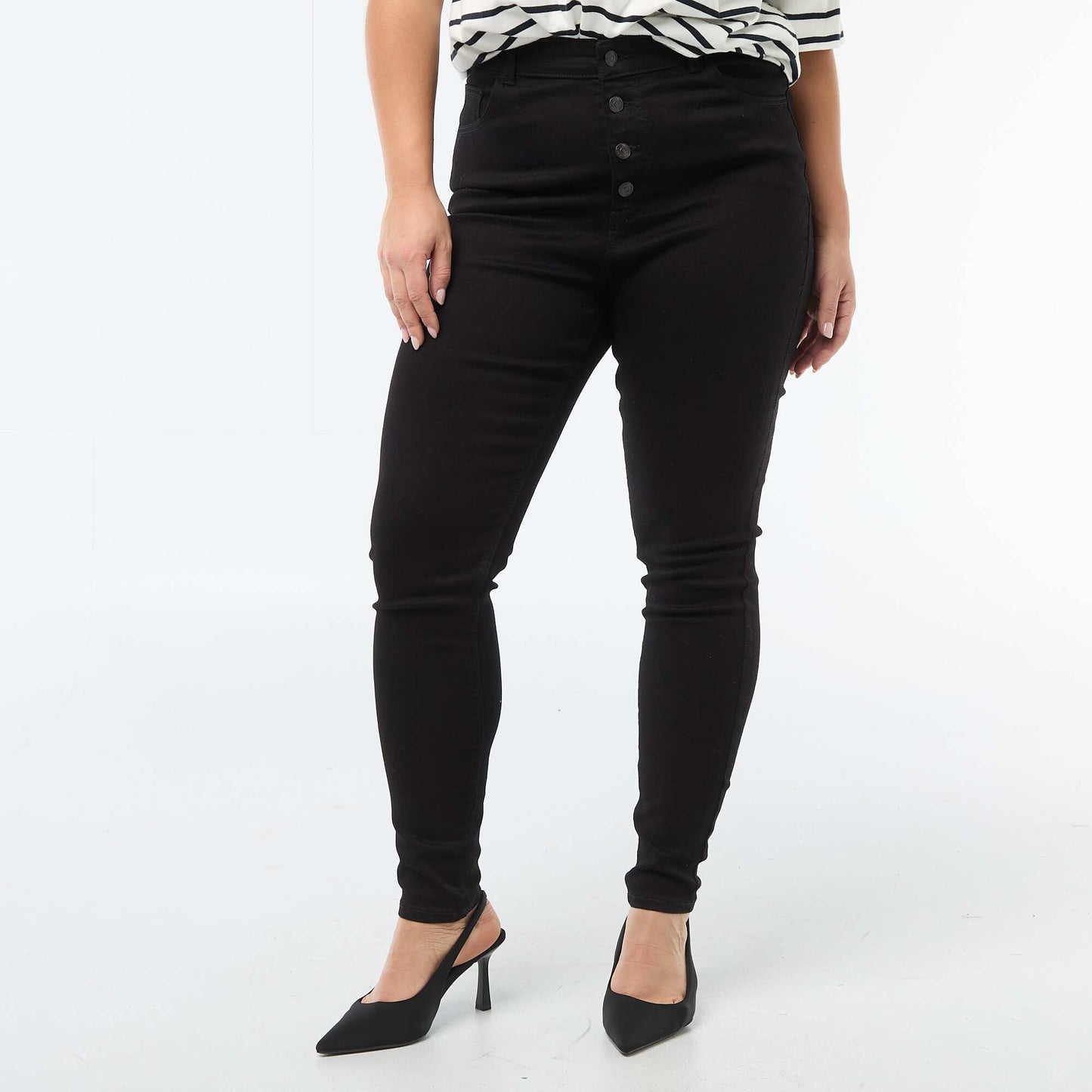 High-waisted skinny trousers - L30 BLACK