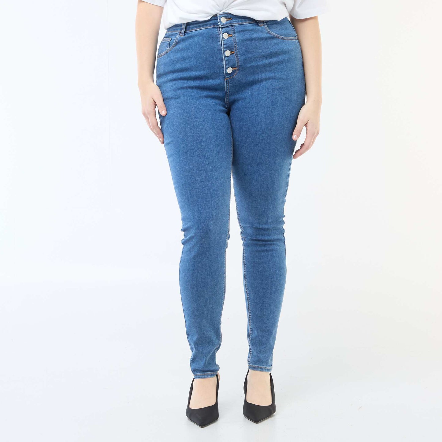 High-waisted skinny trousers - L30 BLUE