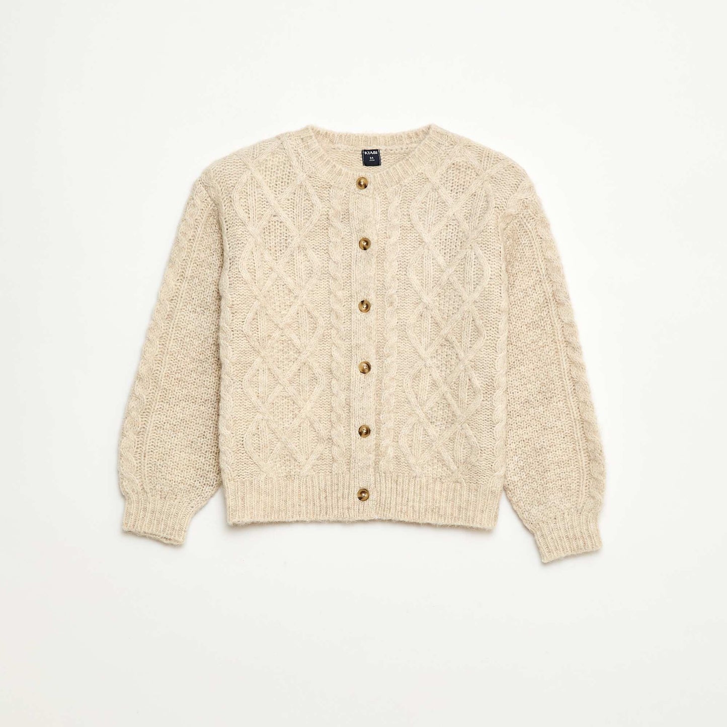 Cable Knit Cardigan with Button Fastening GREY