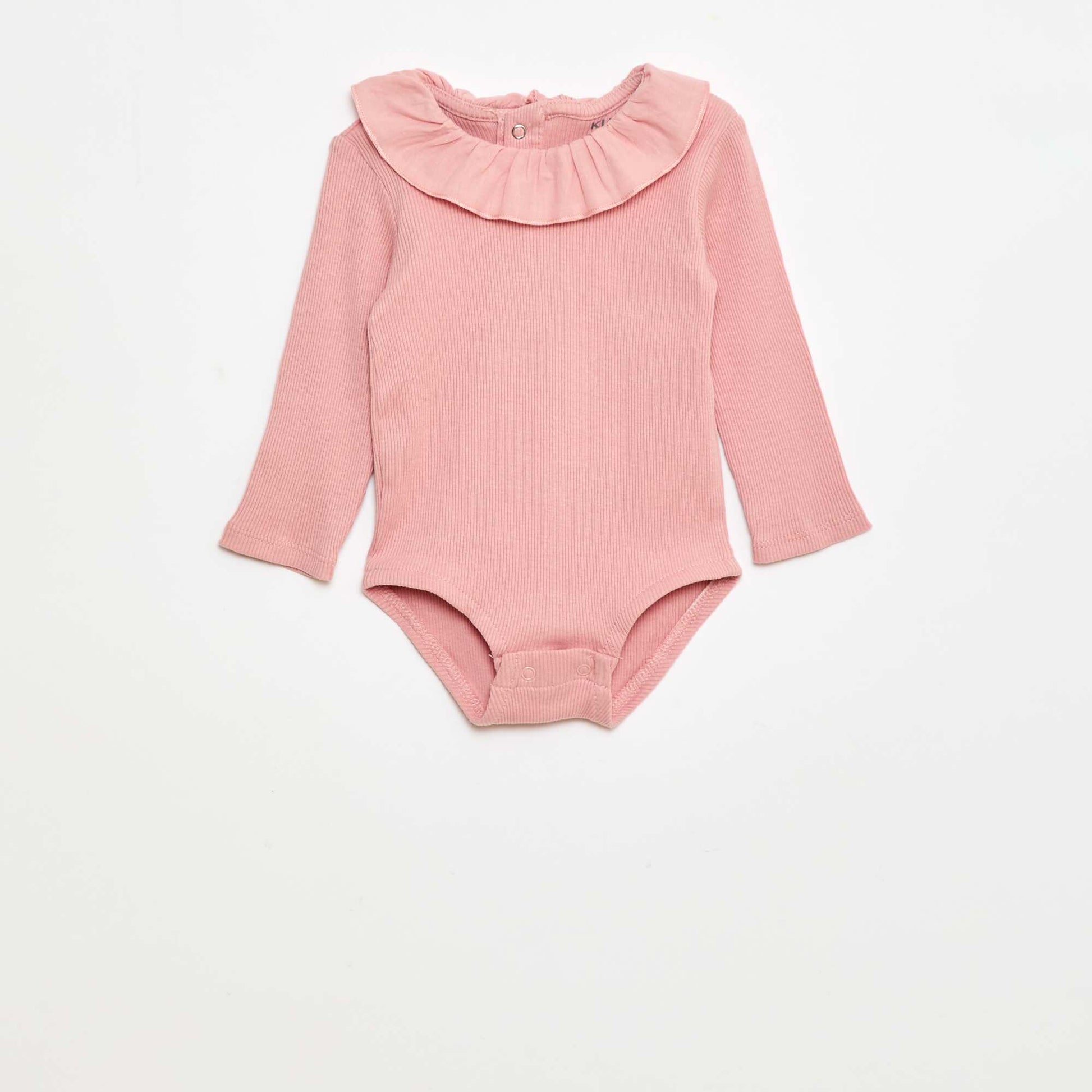 Ribbed Body with Ruffle Collar PINK
