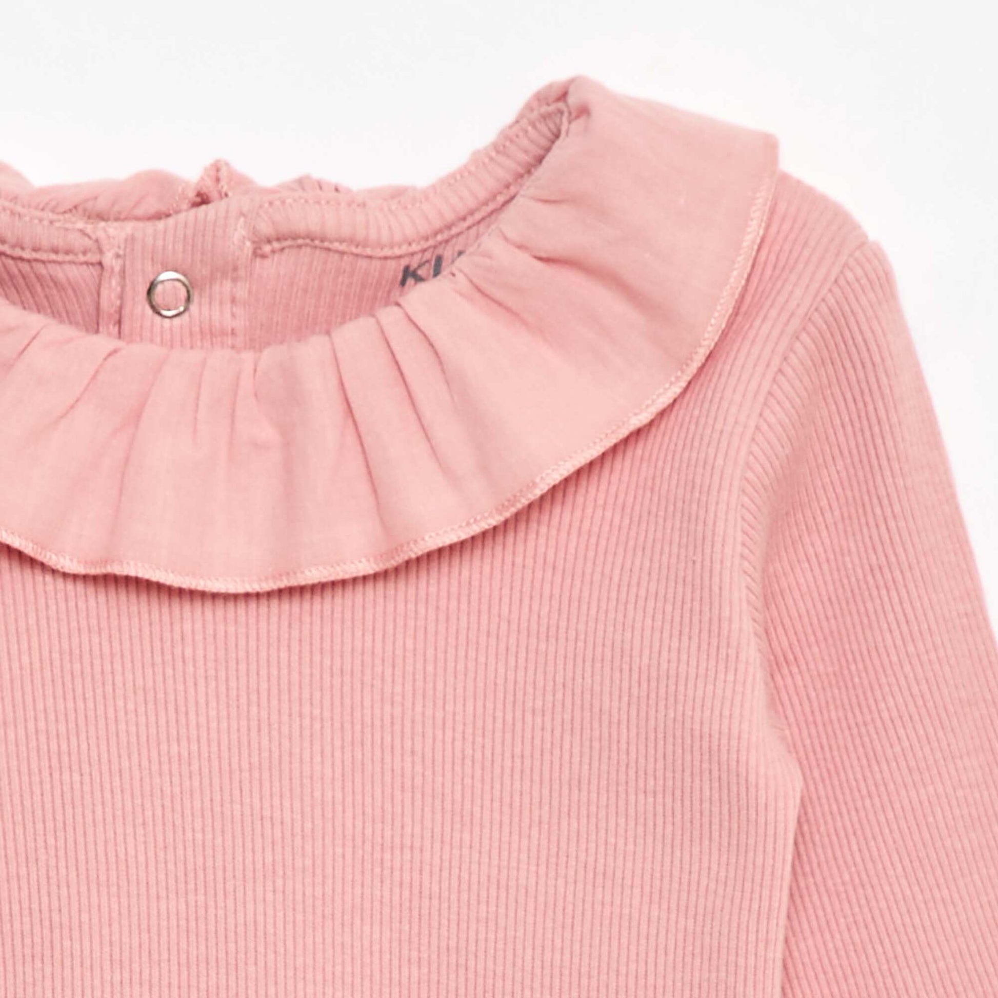 Ribbed Body with Ruffle Collar PINK