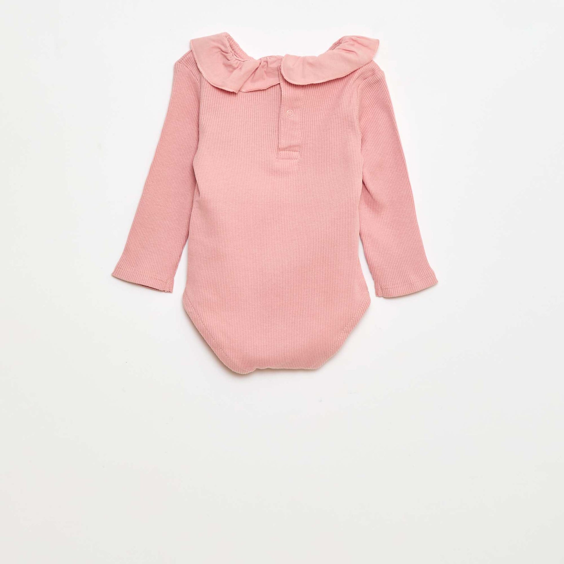 Ribbed Body with Ruffle Collar PINK