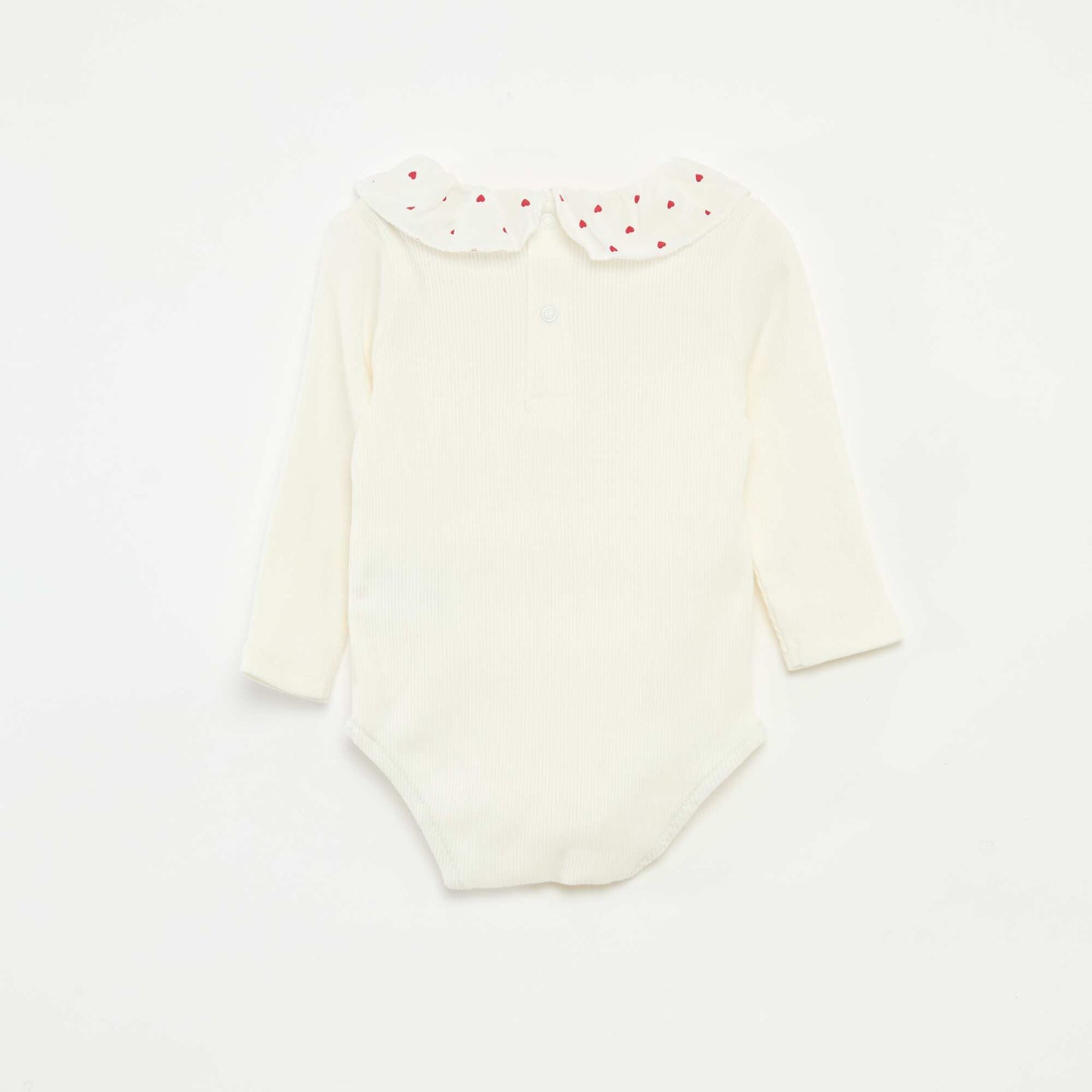 Ribbed Body with Ruffle Collar WHITE
