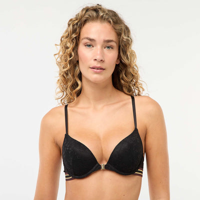 Lace Push-Up Bra with Racerback BLACK