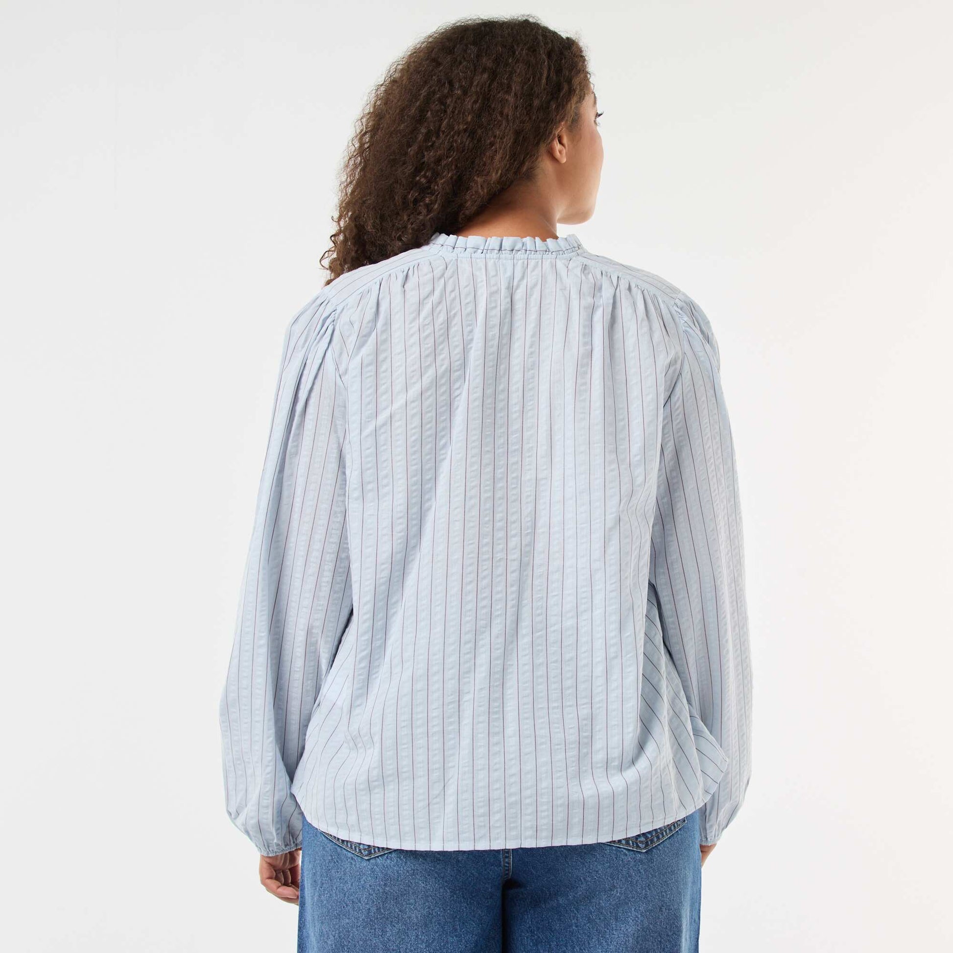 Flowy Fine Stripe Blouse BLUE