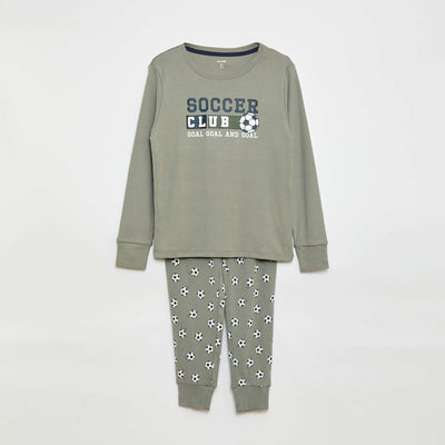 Printed Long Pyjama Set - 2 pieces GREY