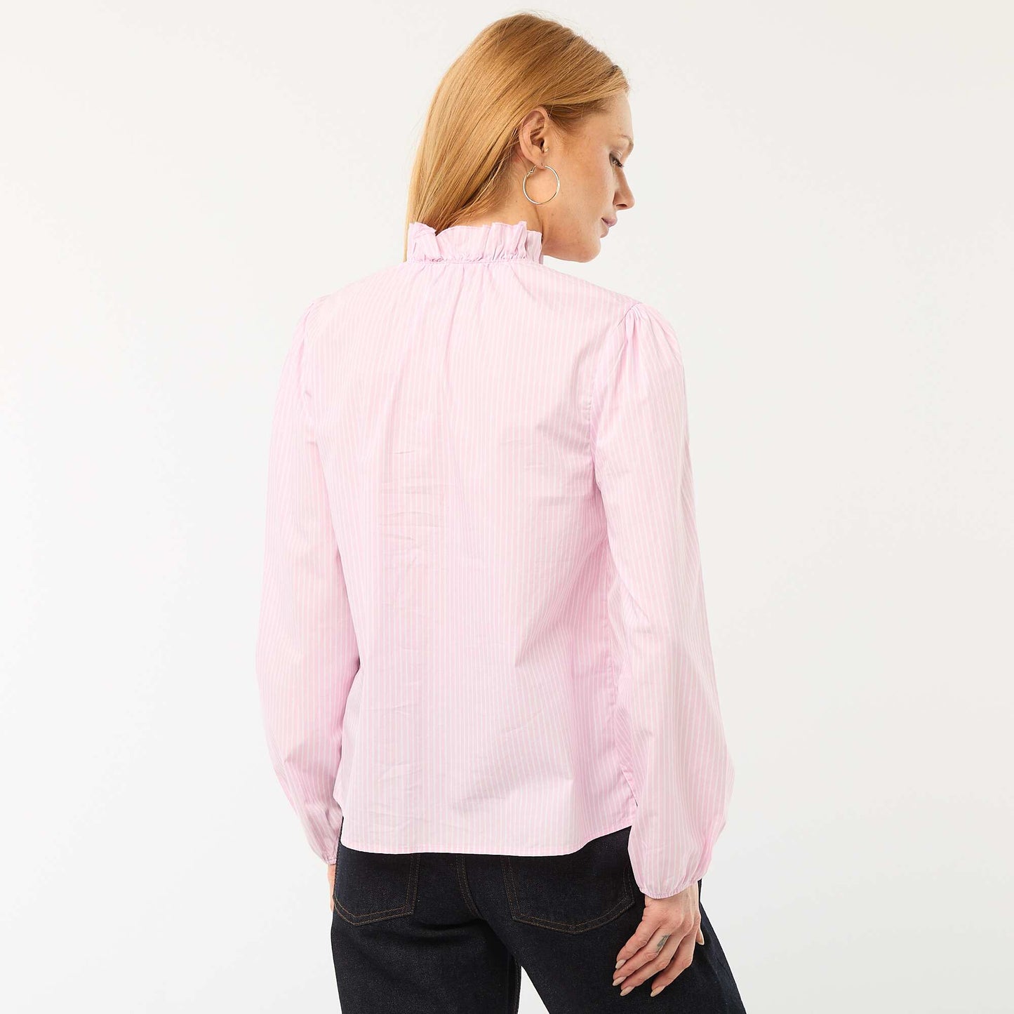 Blouse with Ruffled Collar and Opening PINK