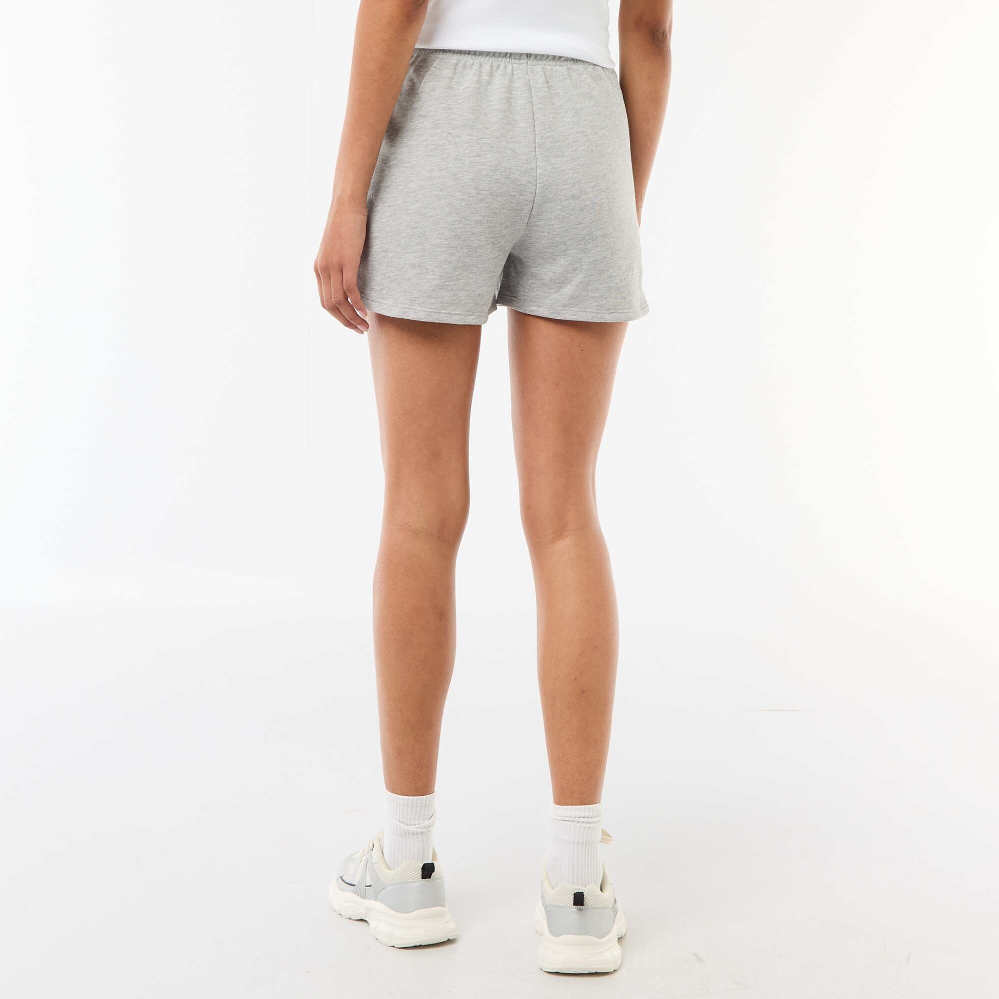 Plain Cotton Short Shorts with Drawstring GREY