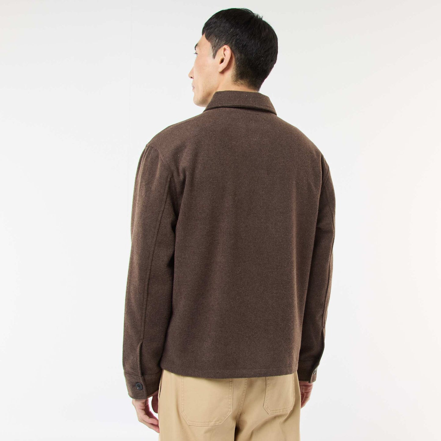 Solid Flannel Overshirt BROWN