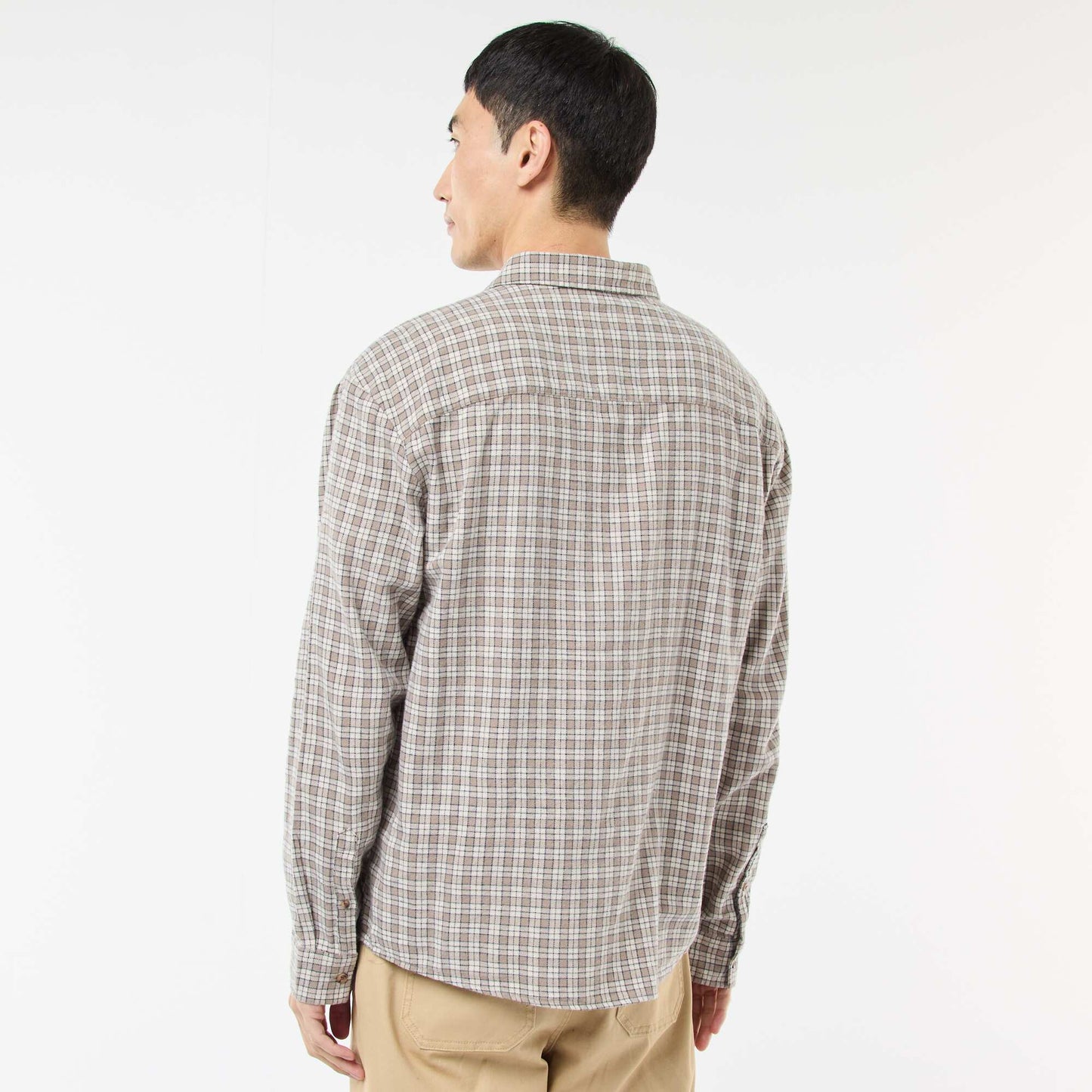 Cotton Flannel Check Shirt BEIGE